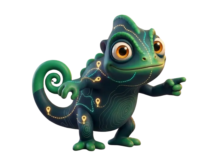 Pixi, le caméléon qui t'aide à préparer ton voyage