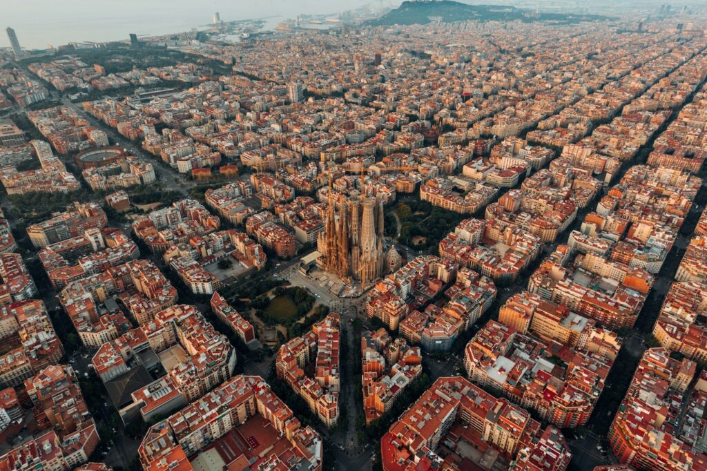 Vue aérienne de la Sagrada Família à Barcelone