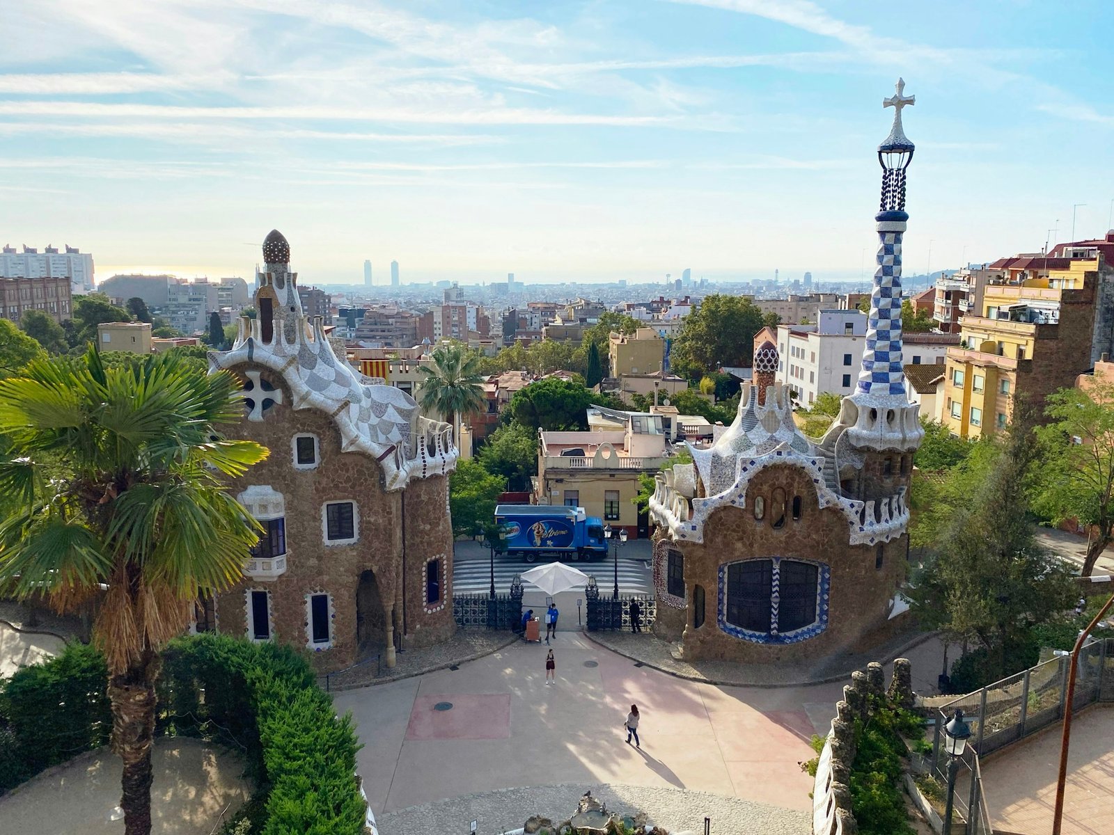 Park Güell in Barcelona, colorful Gaudí mosaics