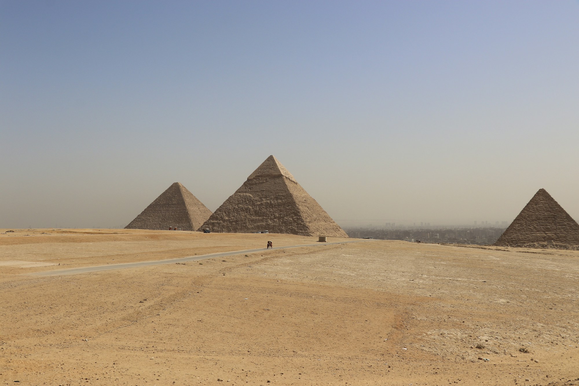 The three Pyramids of Giza in the Egyptian desert