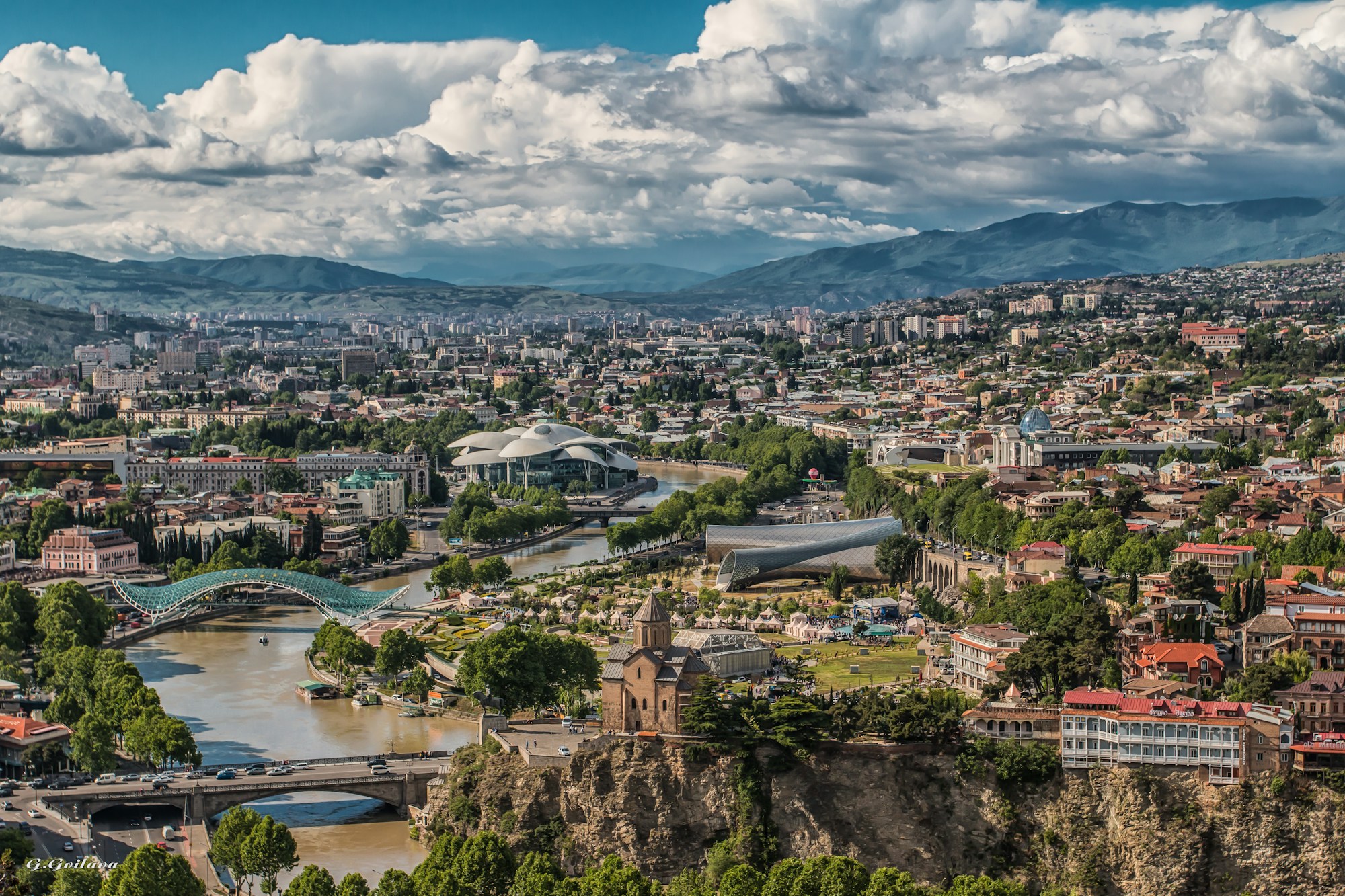 View of Narikala Fortress and Tbilisi old town, Georgia