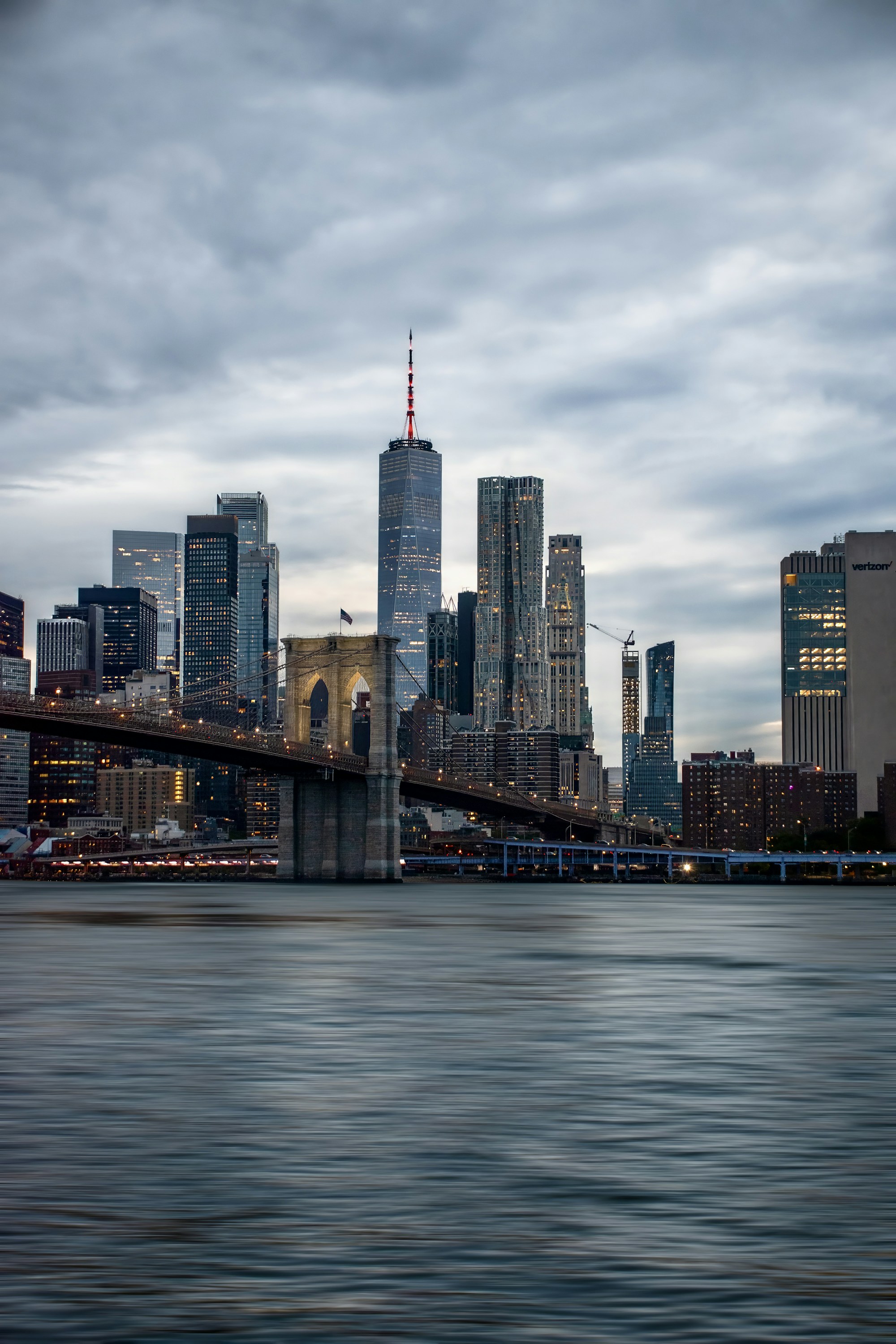 New York skyline with Brooklyn Bridge and Manhattan