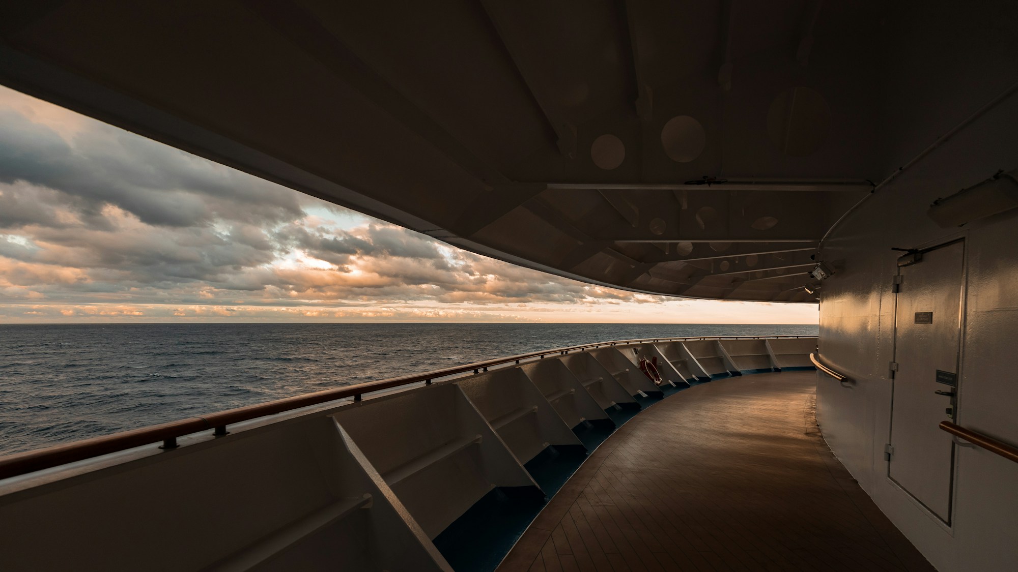Panoramic ocean view from the deck of a cruise ship