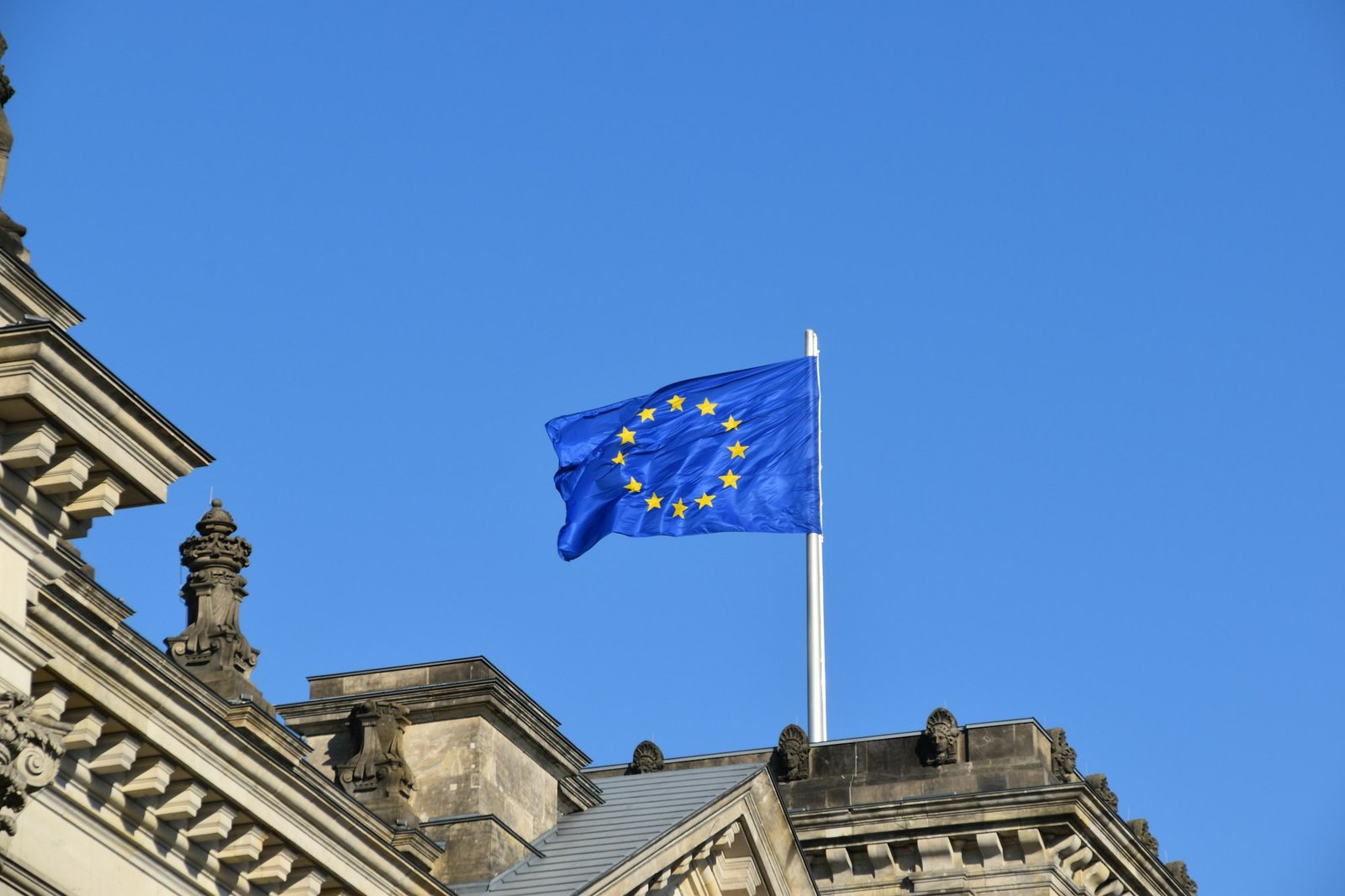 European Union flag waving in the wind
