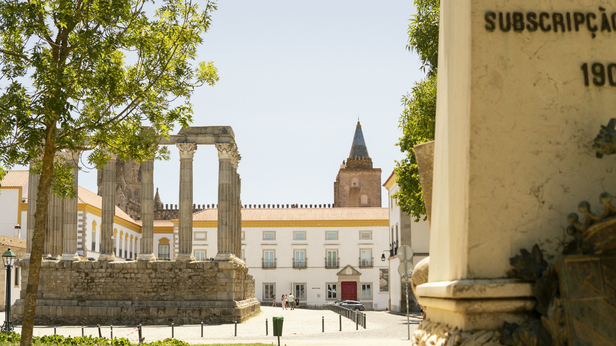 Panoramic view of Evora and its cathedral in Portugal