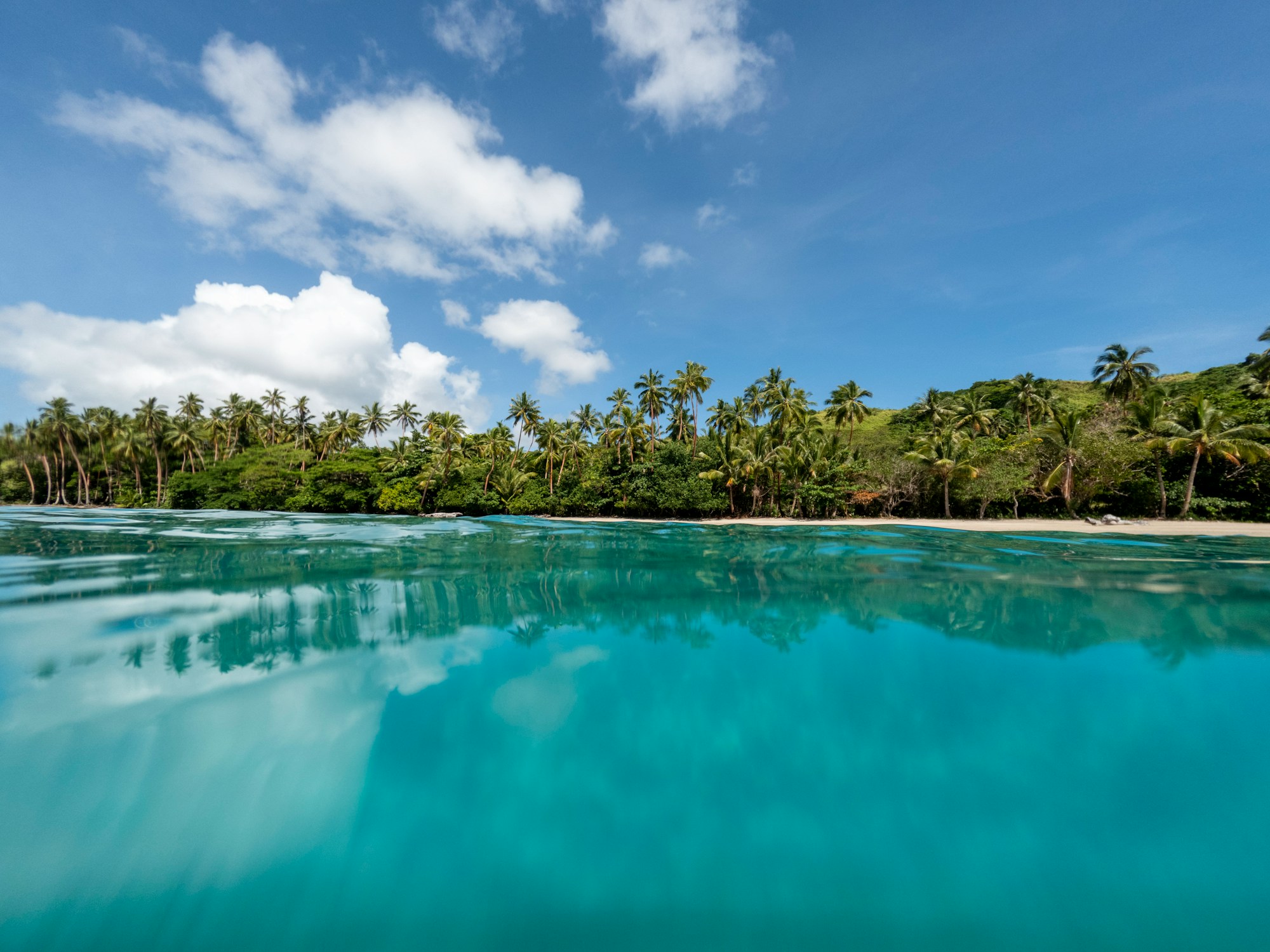 Baignade et snorkelling dans les eaux turquoise de la baie de Viani aux Fidji
