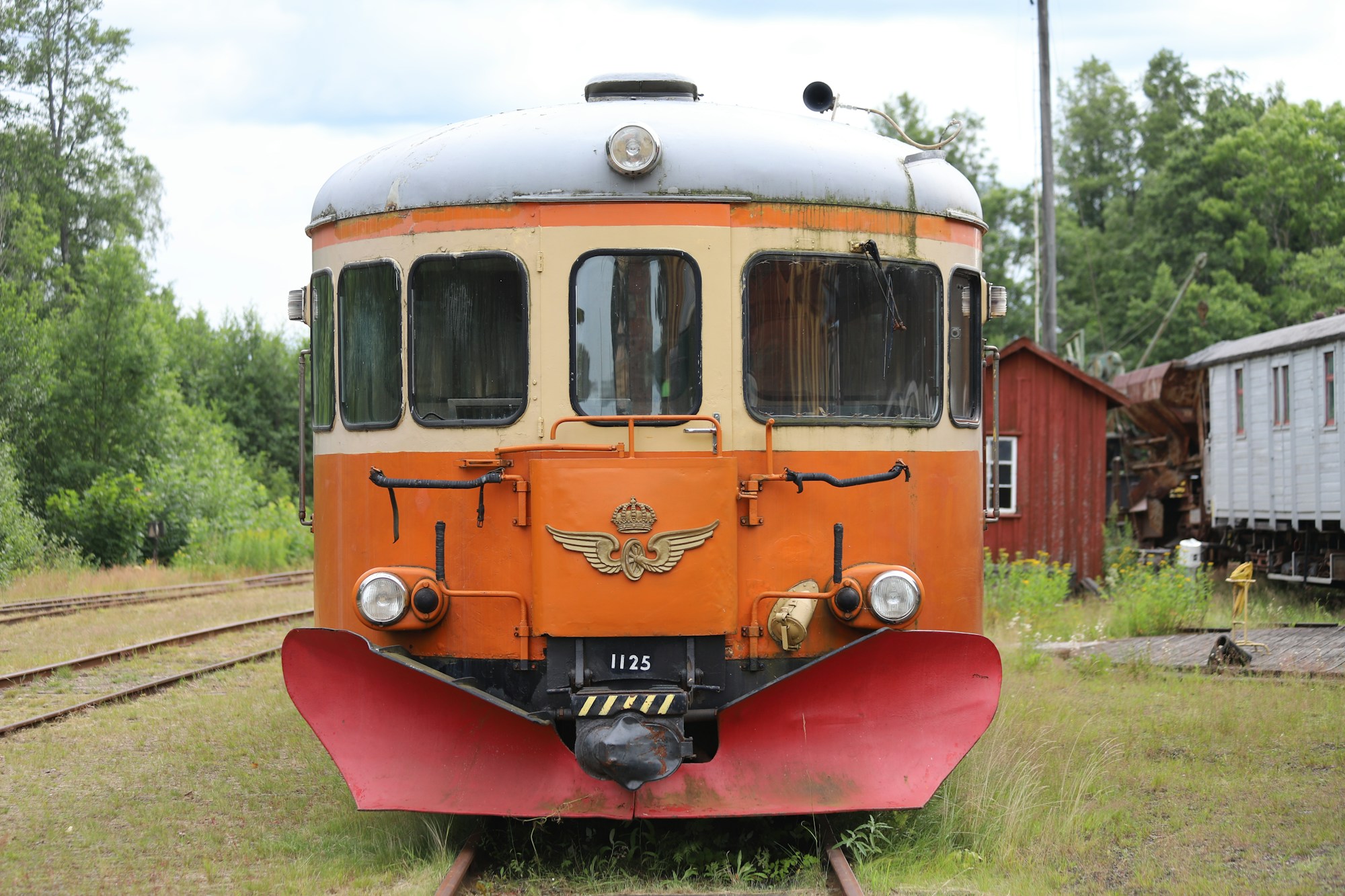 Historic vintage train on rails, retro night-sleeper carriage