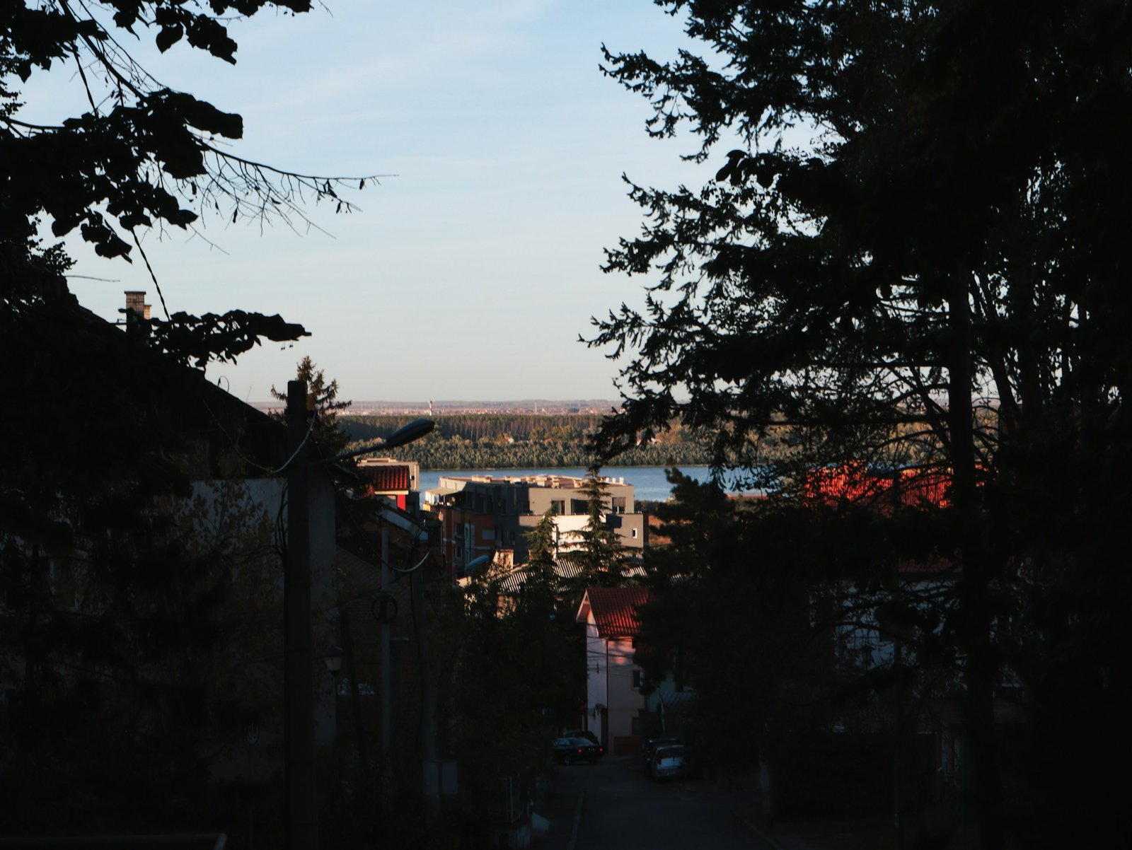 View of Belgrade and the confluence of the Sava and Danube rivers at dusk