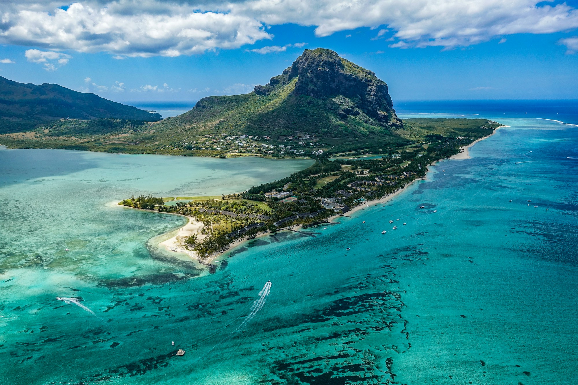 Aerial view of a paradise beach in Mauritius