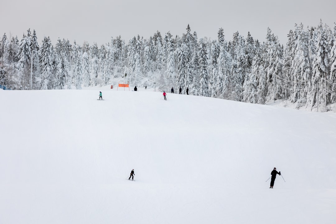 Skieur alpin en descente lors d'une compétition de sports d'hiver