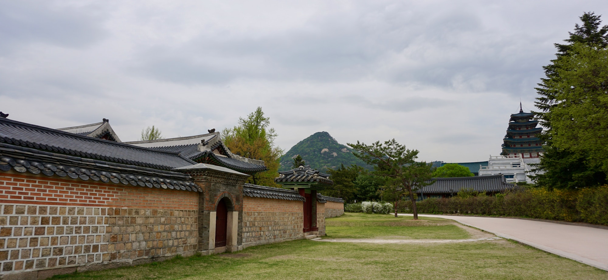 Panoramic view of Hwaseong Fortress in Suwon, a UNESCO World Heritage Site in South Korea