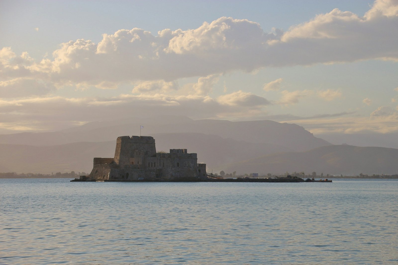 Bay of Nafplio with Bourtzi Castle, Peloponnese, Greece
