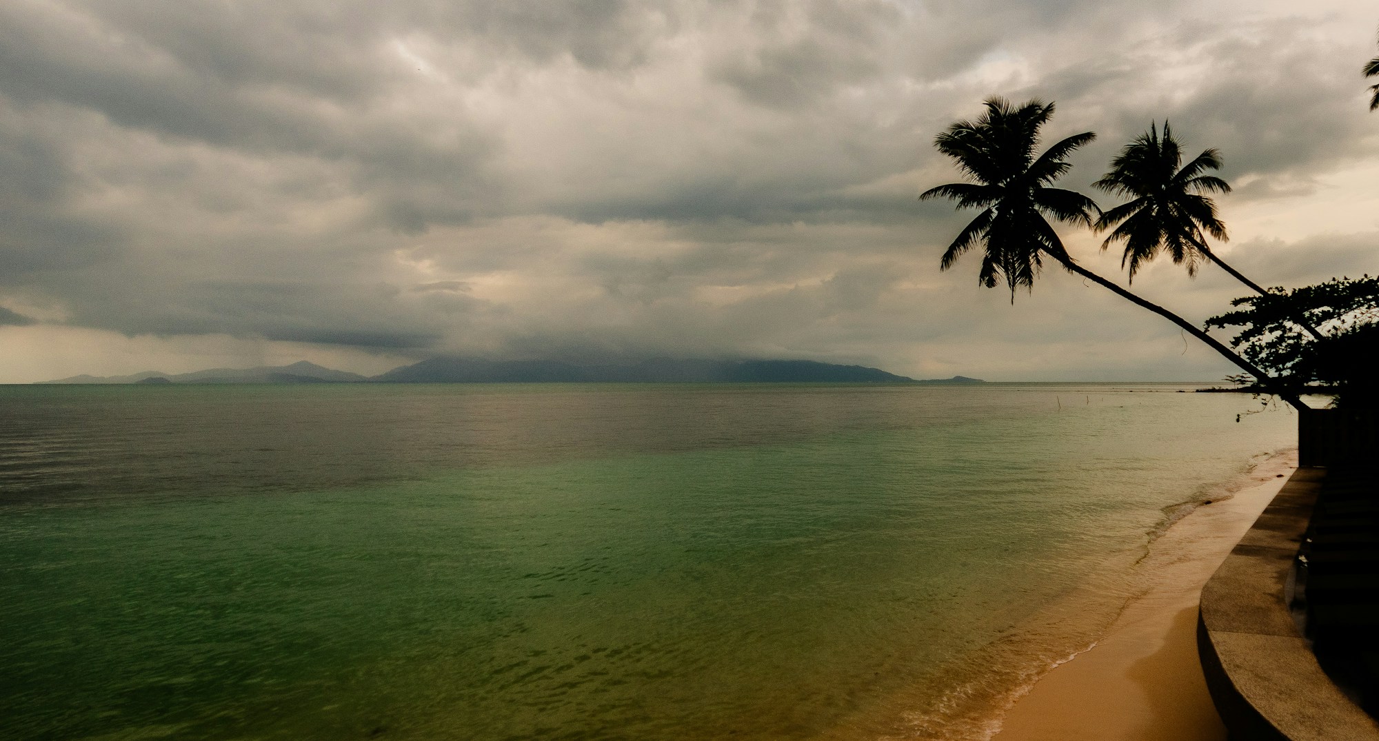 Plage de Koh Samui avec palmiers et mer cristalline dans le Golfe de Thaïlande