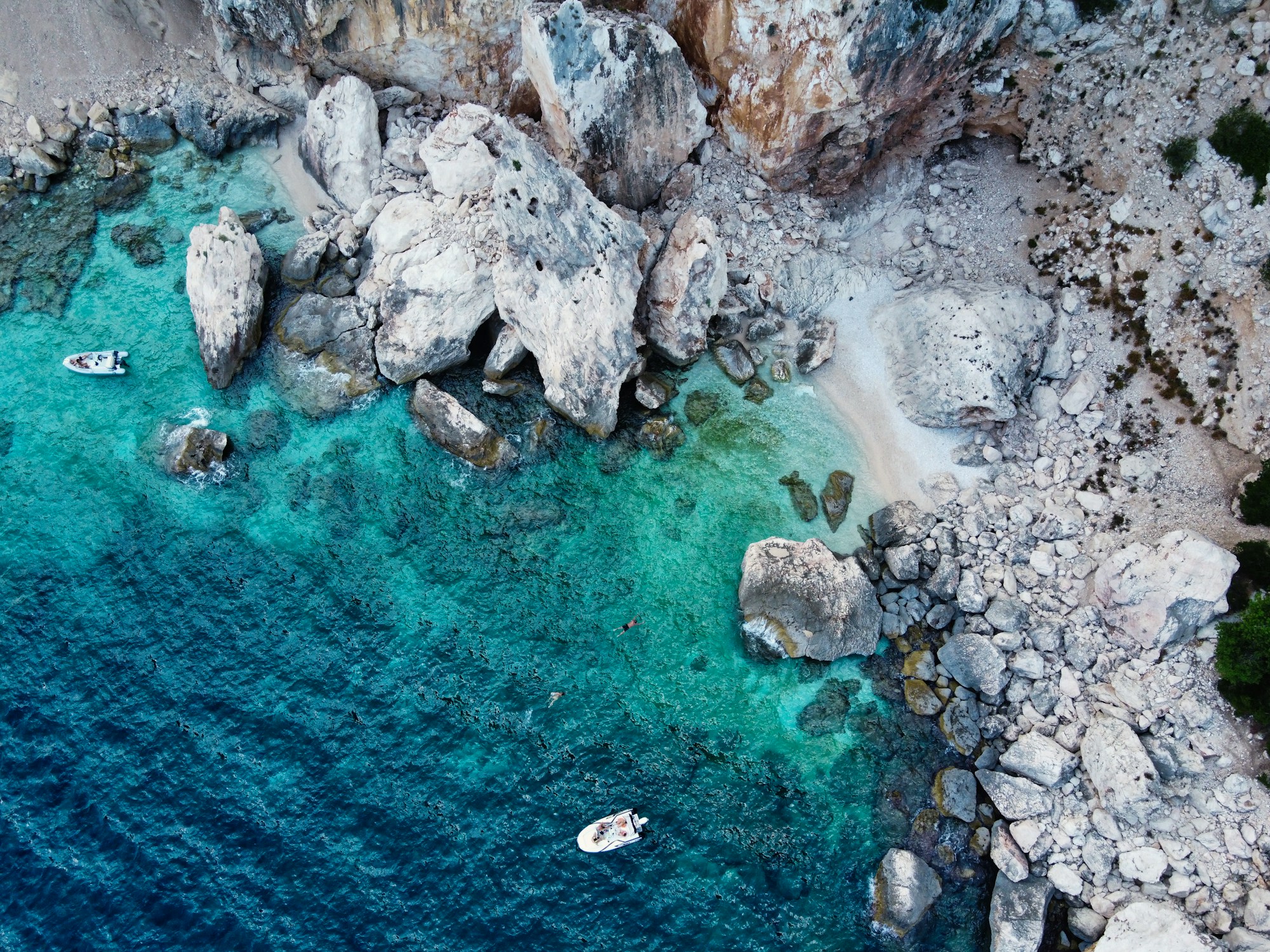 Turquoise waters and limestone cliffs of Cala Goloritzè in the Gulf of Orosei, Sardinia
