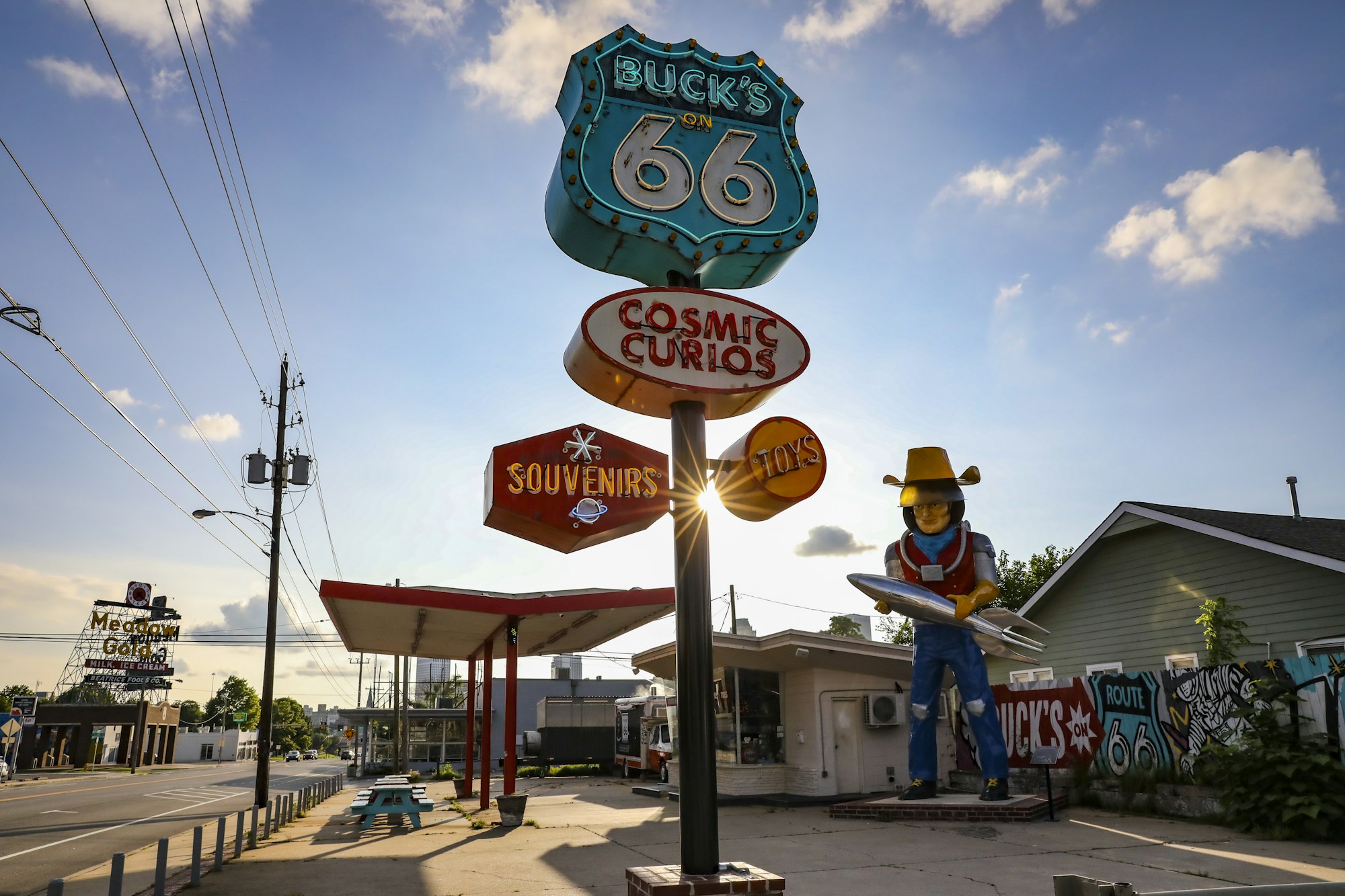 Statue de cowboy dans le centre-ville de Tulsa, Oklahoma, sur la Route 66