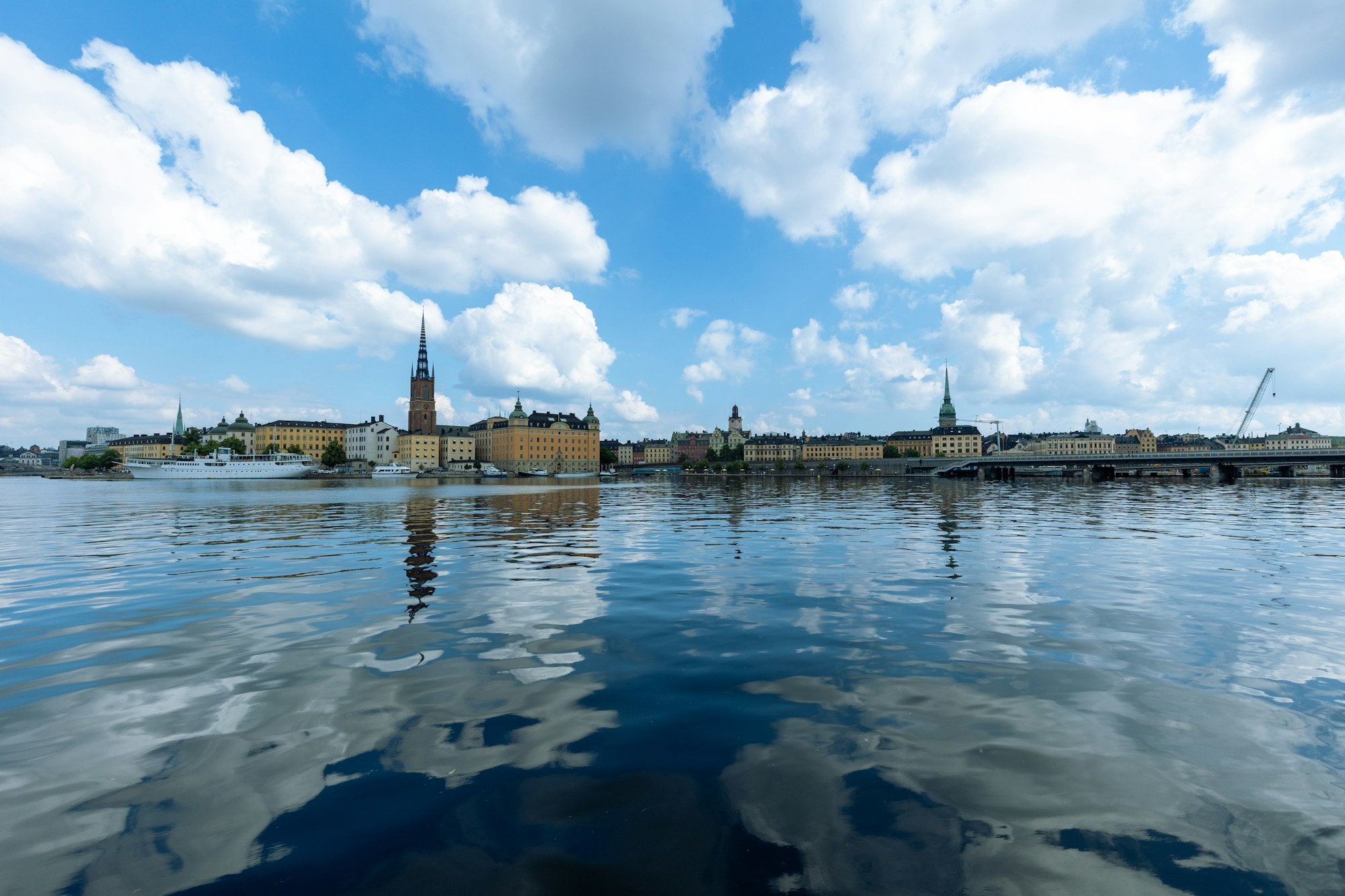 Panorama of Stockholm with its islands and colorful facades of Gamla Stan