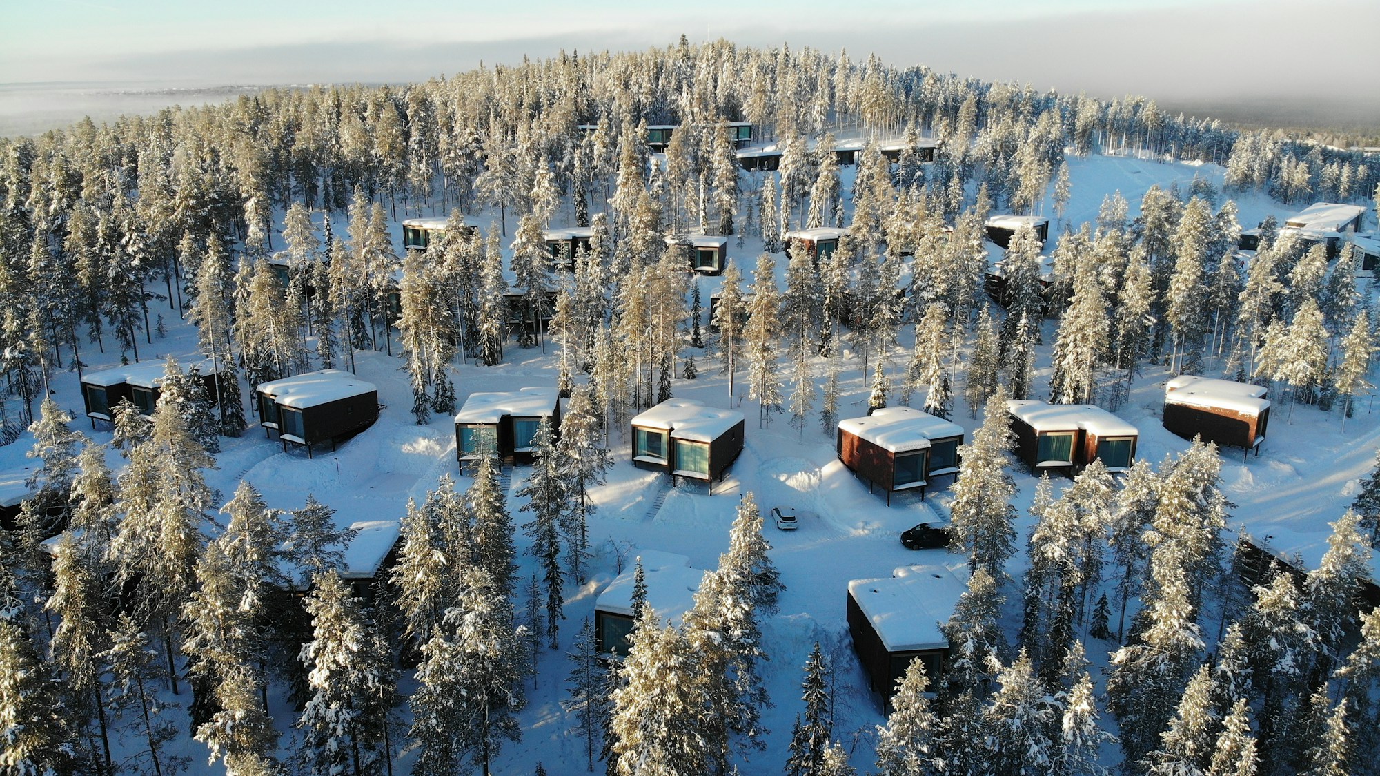 Forêt lapone enneigée en Finlande - Arctic TreeHouse Hotel