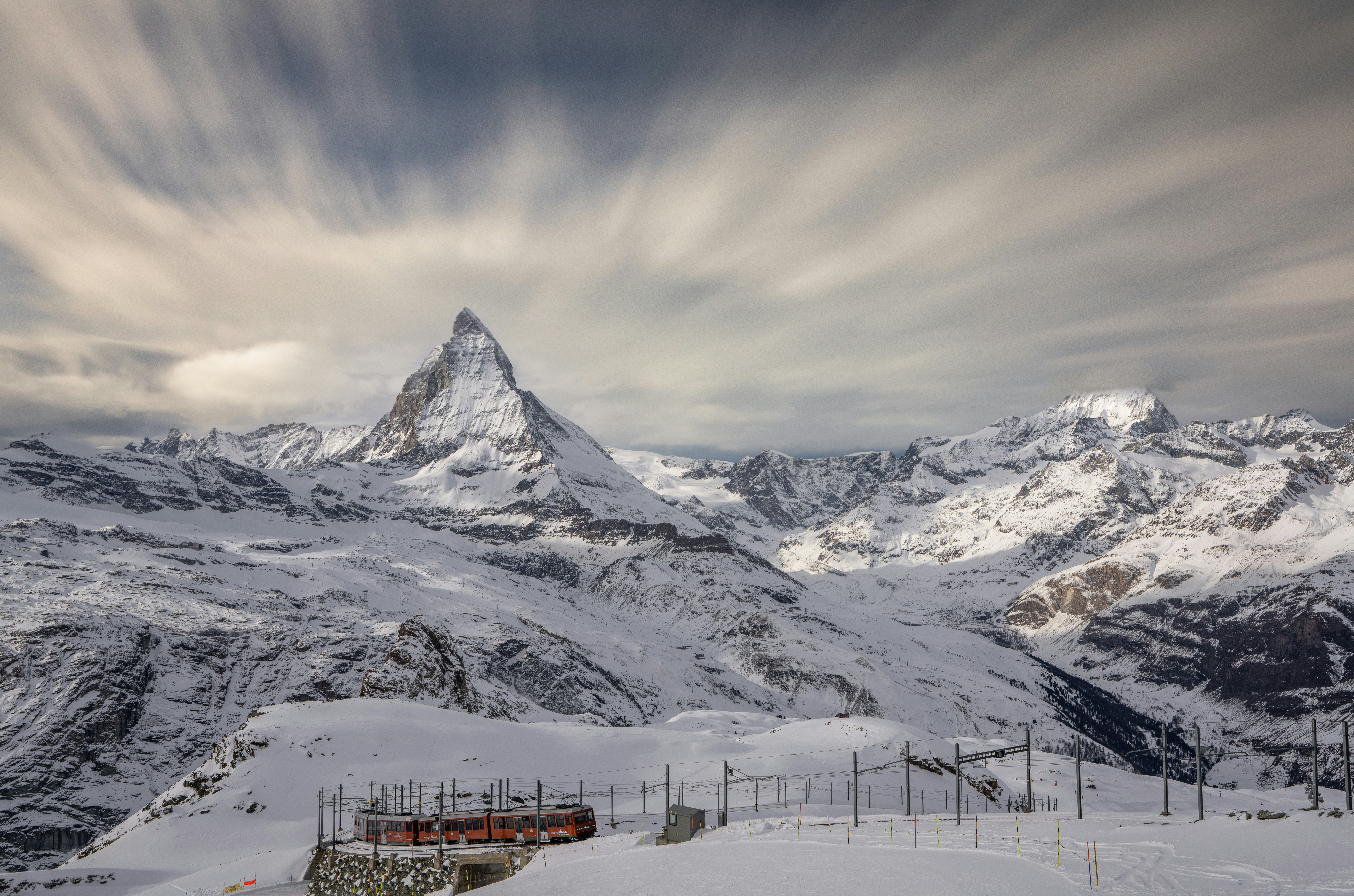 Panoramic view of Zermatt and the Matterhorn in the Swiss Alps