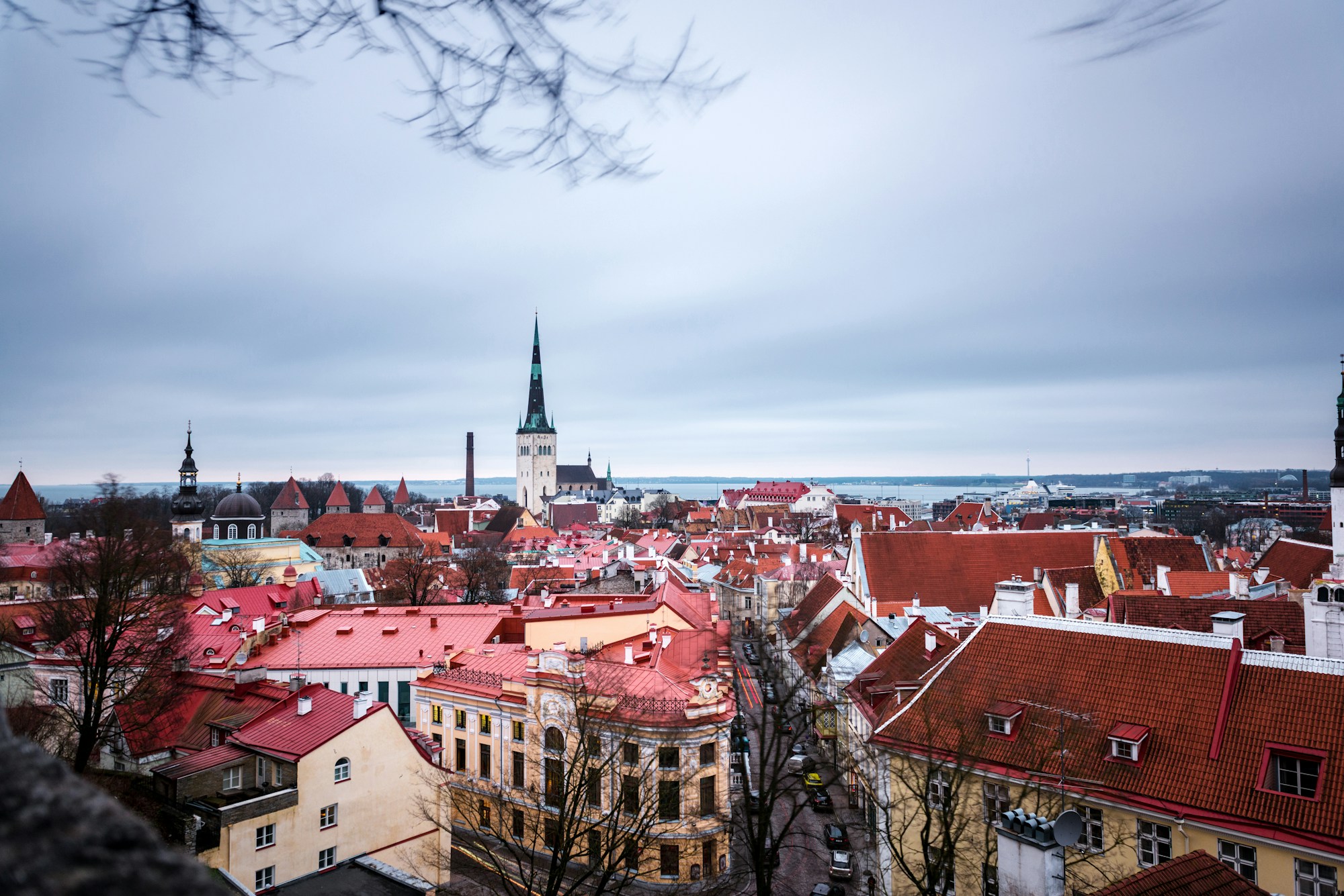 Aerial view of Tallinn's old town in Estonia, birthplace of the world's first digital nomad visa