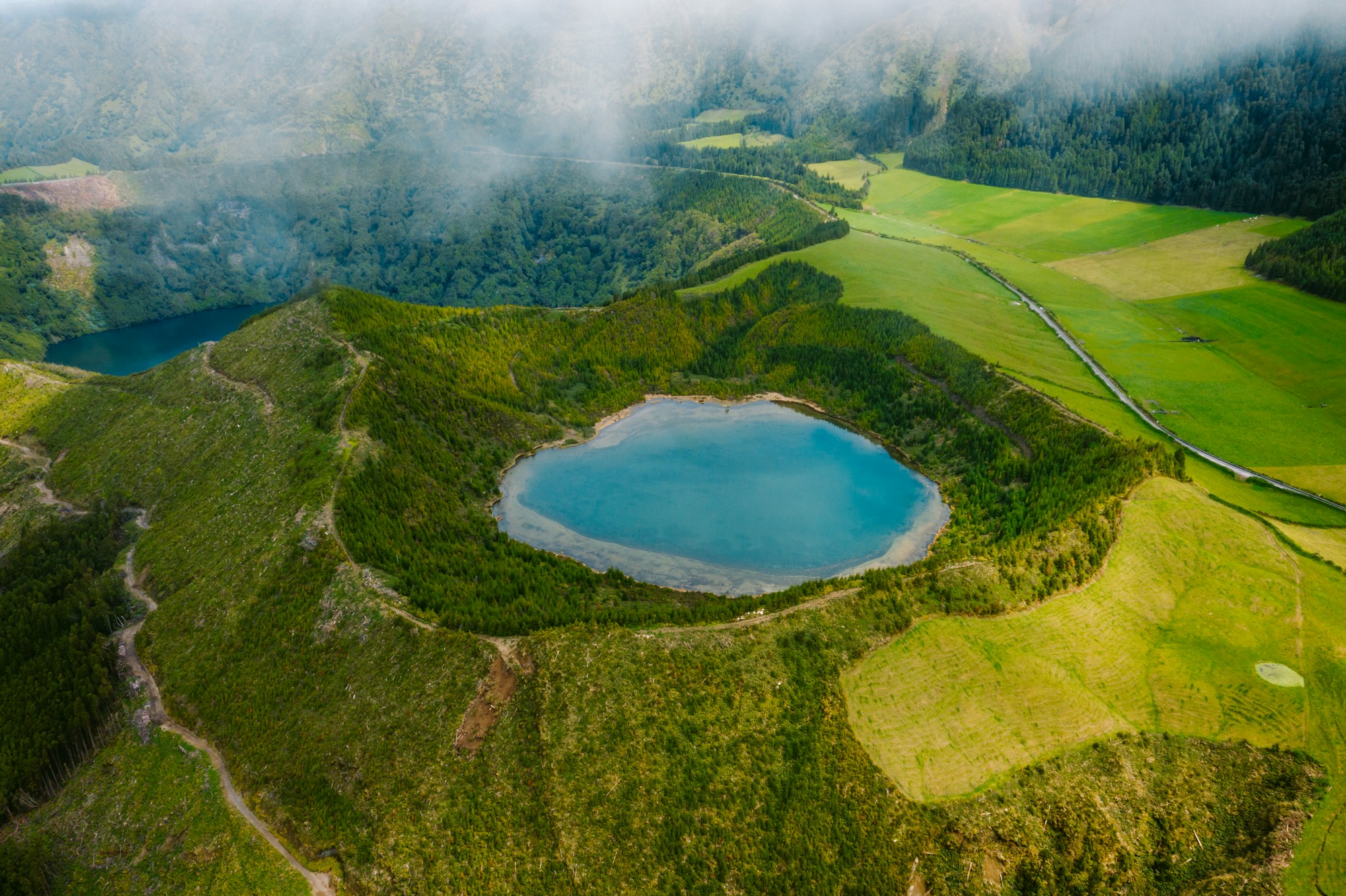 Volcanic lake in the Azores, Portugal