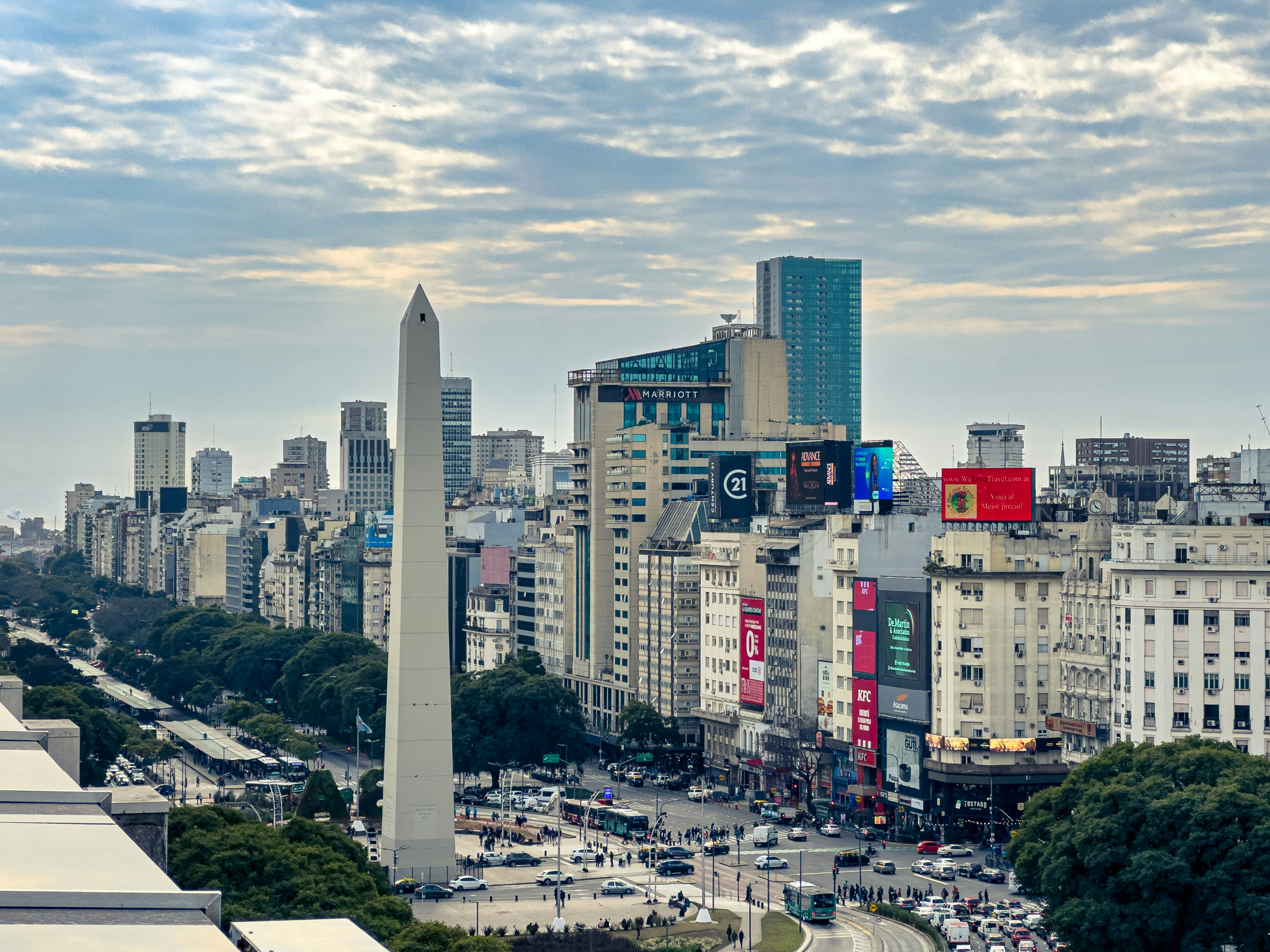 Aerial view of Buenos Aires with the Obelisk, Argentina, cosmopolitan and affordable metropolis