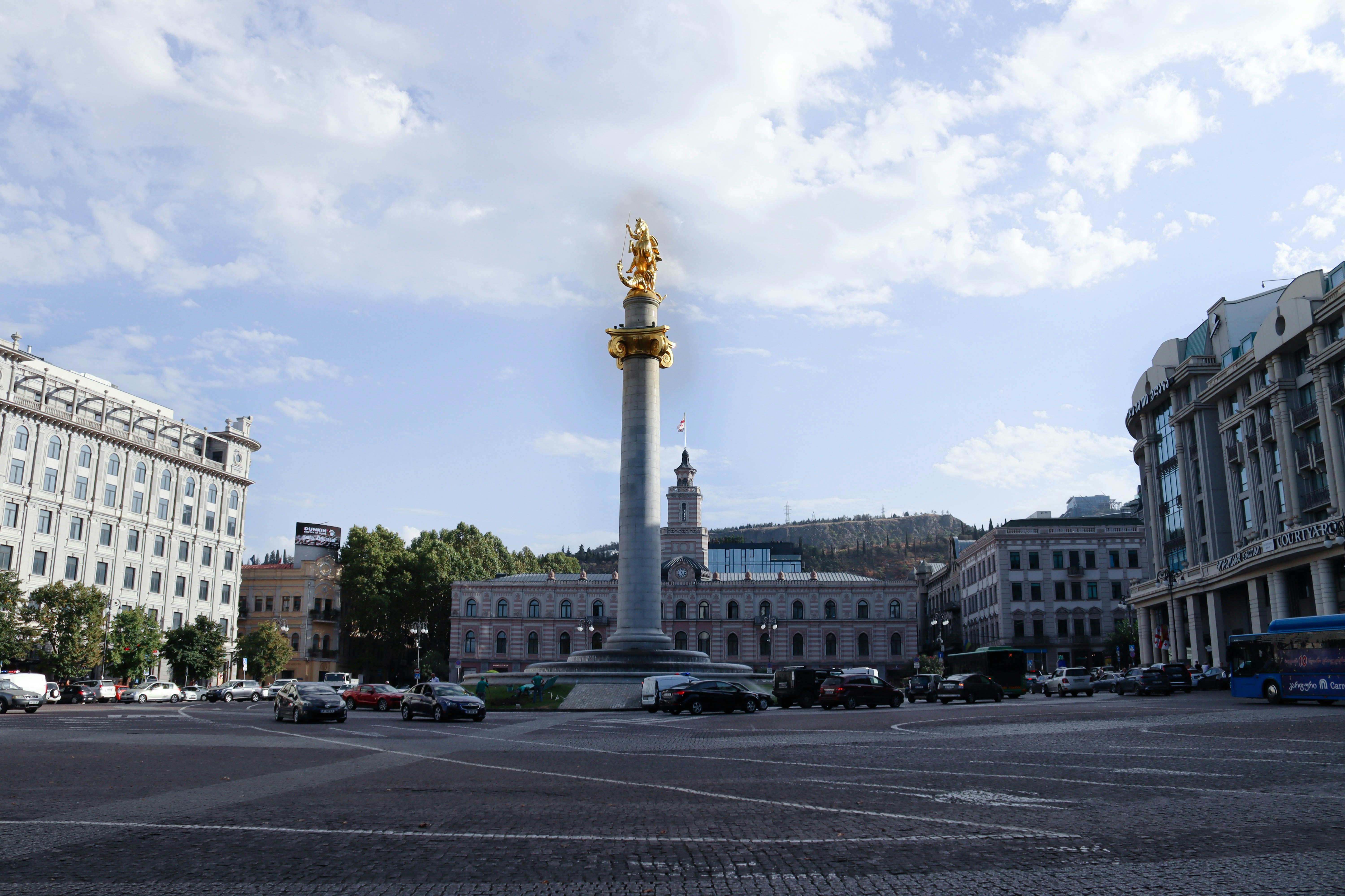 Freedom Square in Tbilisi, Georgia, crossroads between Europe and Asia