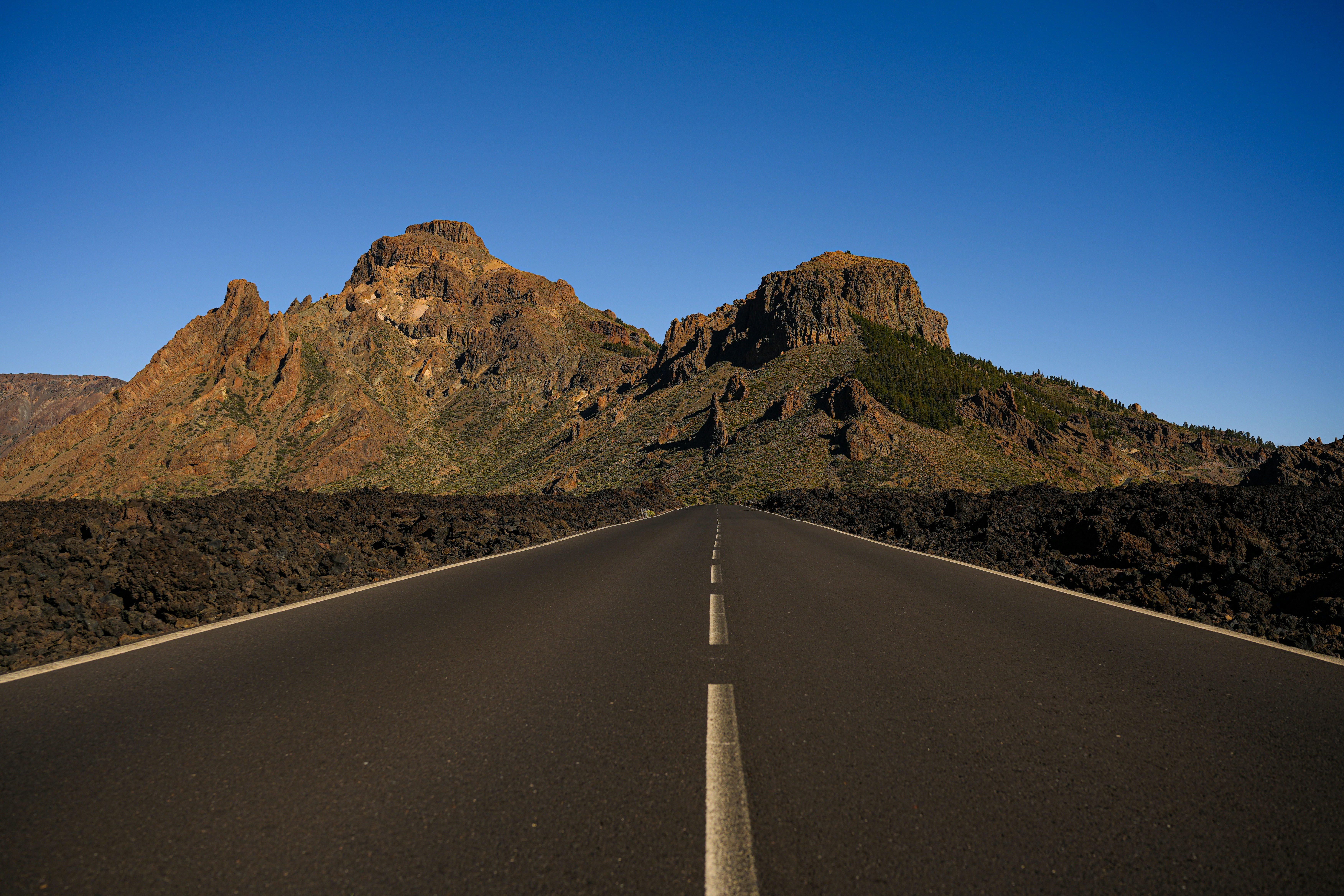Road to Teide volcano in Tenerife, Canary Islands, spectacular volcanic landscape