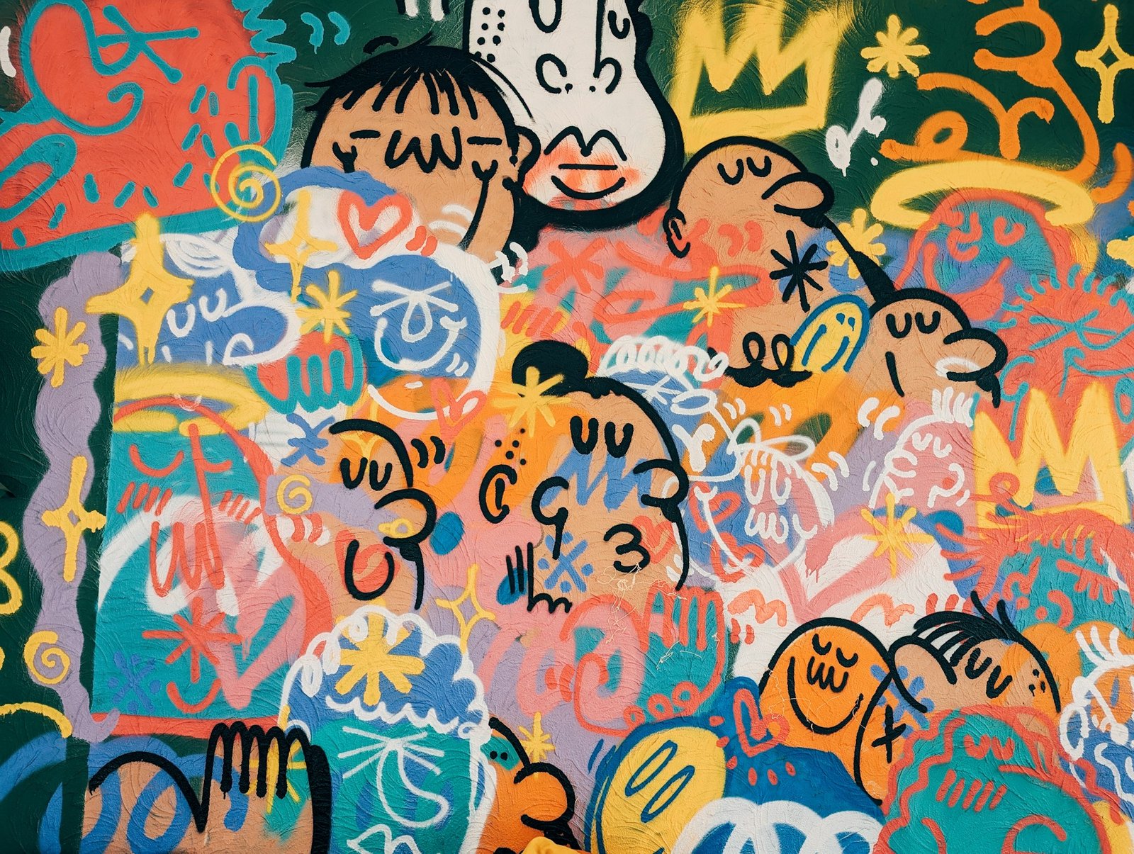 Colorful street art mural in a Bangkok alley, Thailand