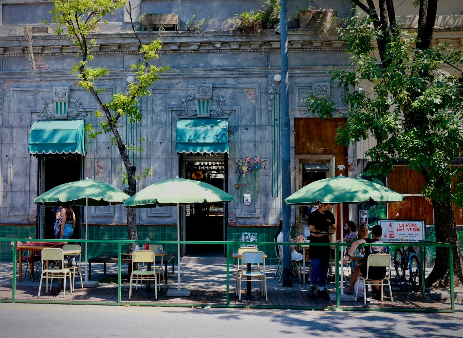 Street café in Palermo, Buenos Aires, with sunny terrace and lively neighborhood