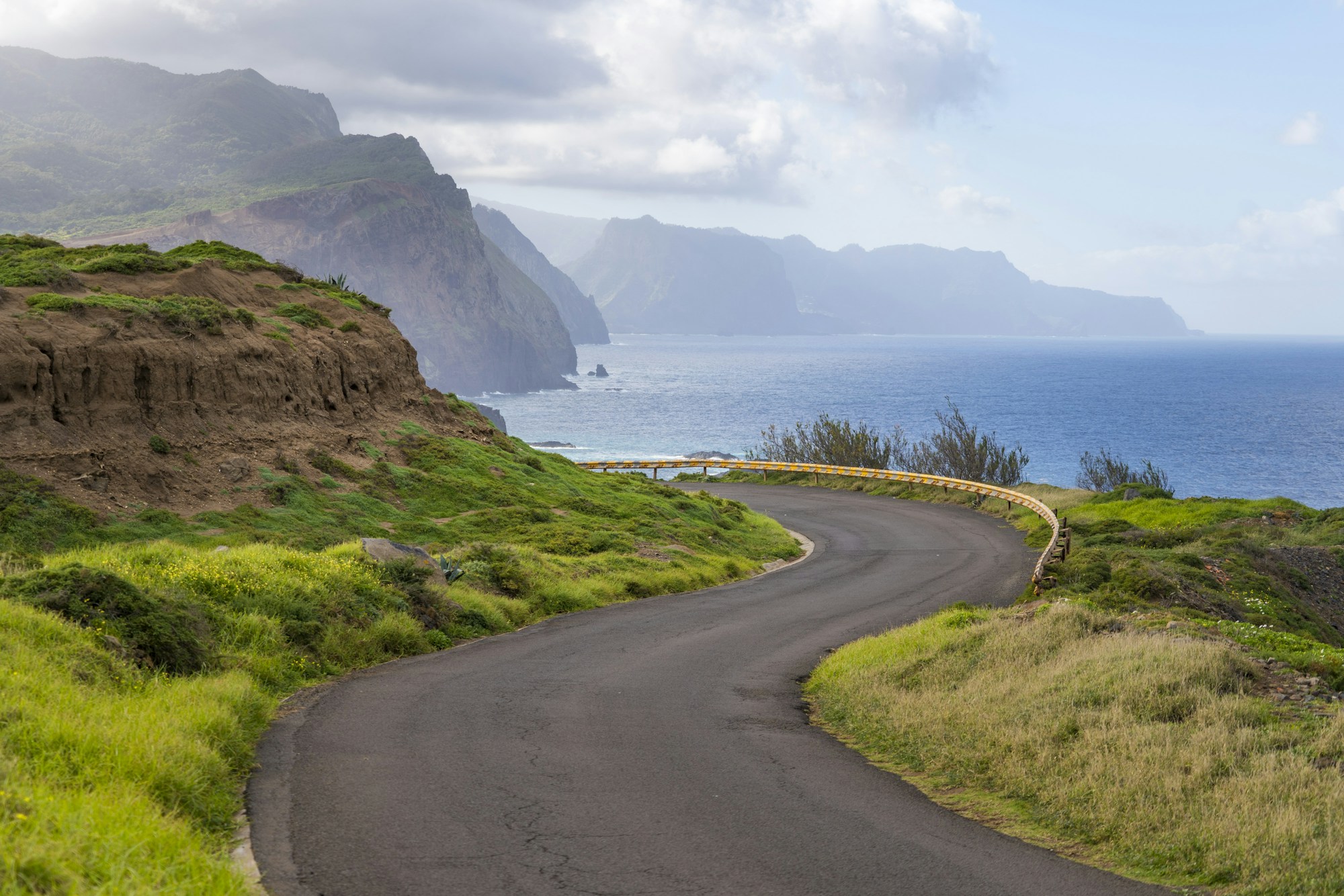 Colorful village of Ponta do Sol in Madeira, the world's first digital nomad village with cliffs and ocean