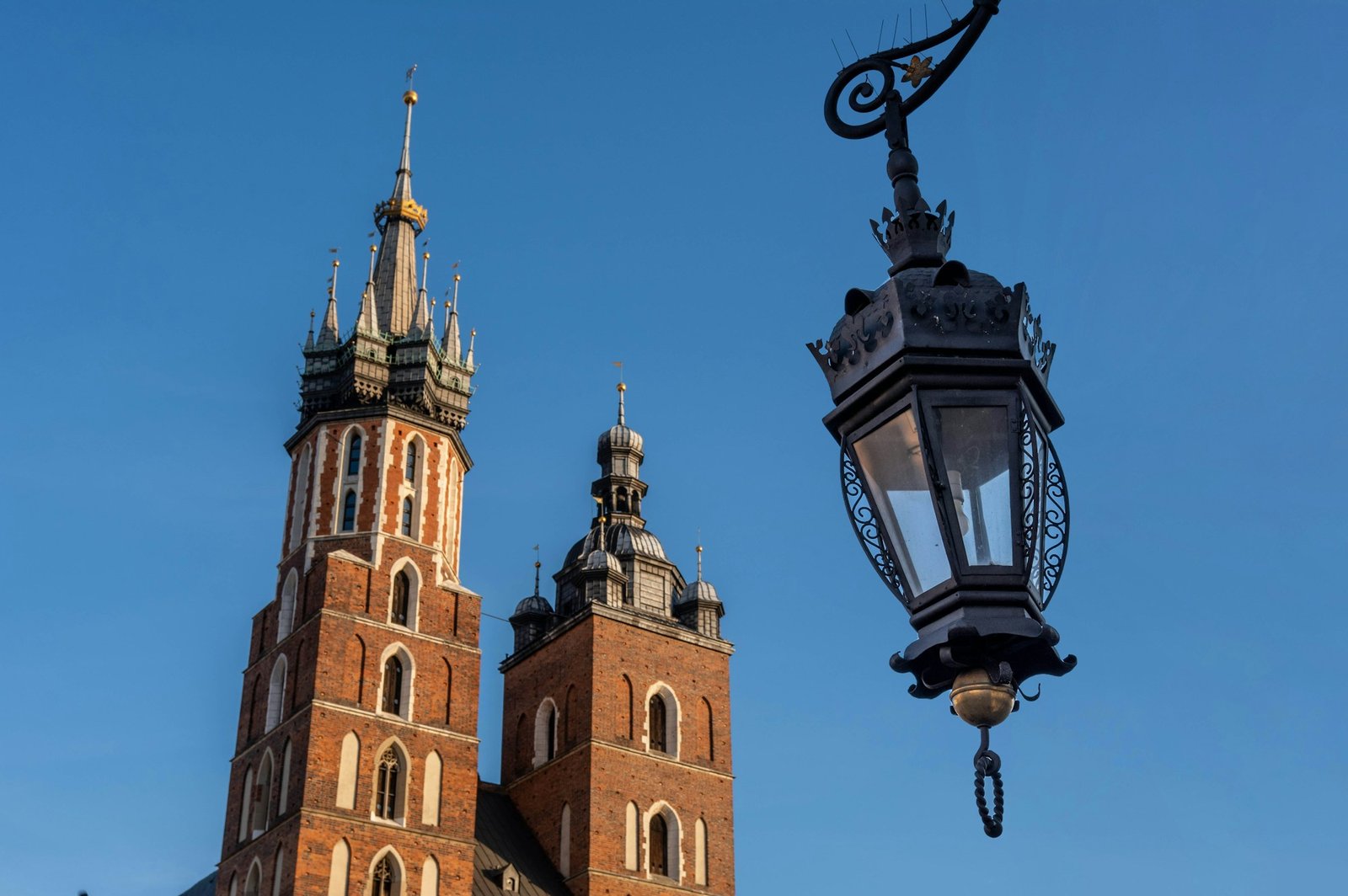 St Mary's Basilica and its two towers on the market square of Krakow, Poland