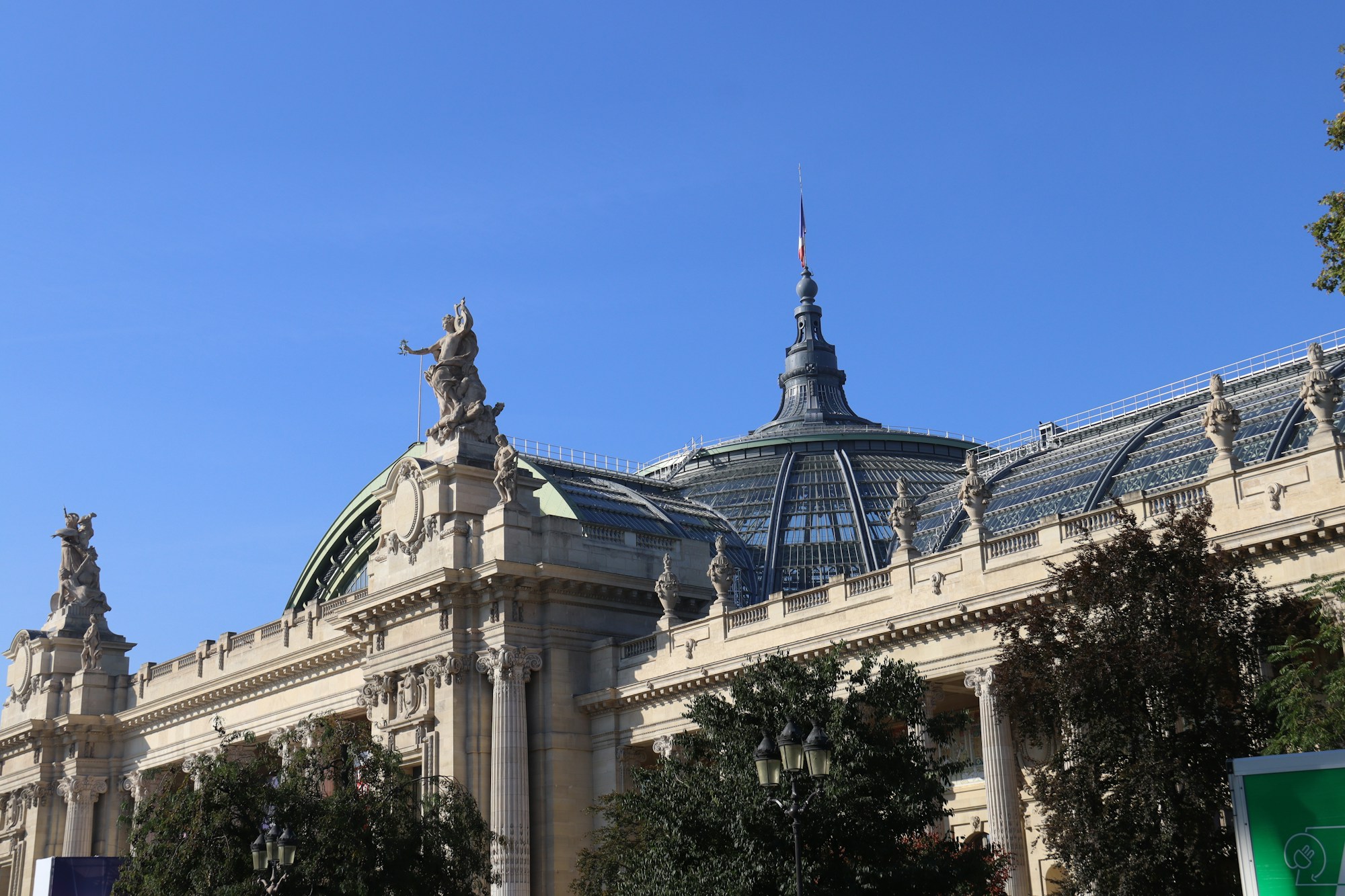 Grand Palais in Paris, ornate facade and glass dome