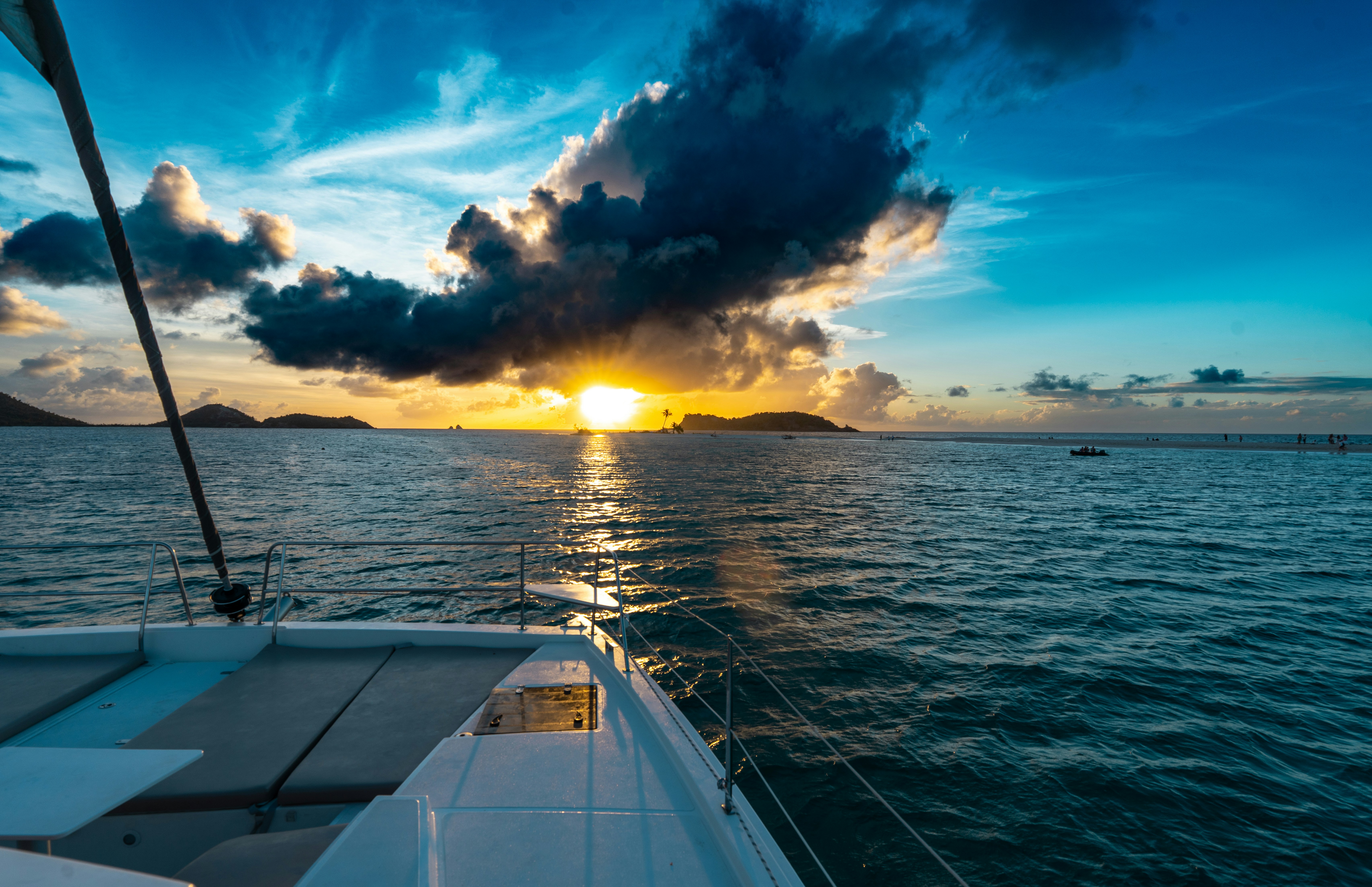 Sailboats anchored in the turquoise waters of the Grenadines, Saint Vincent and the Grenadines