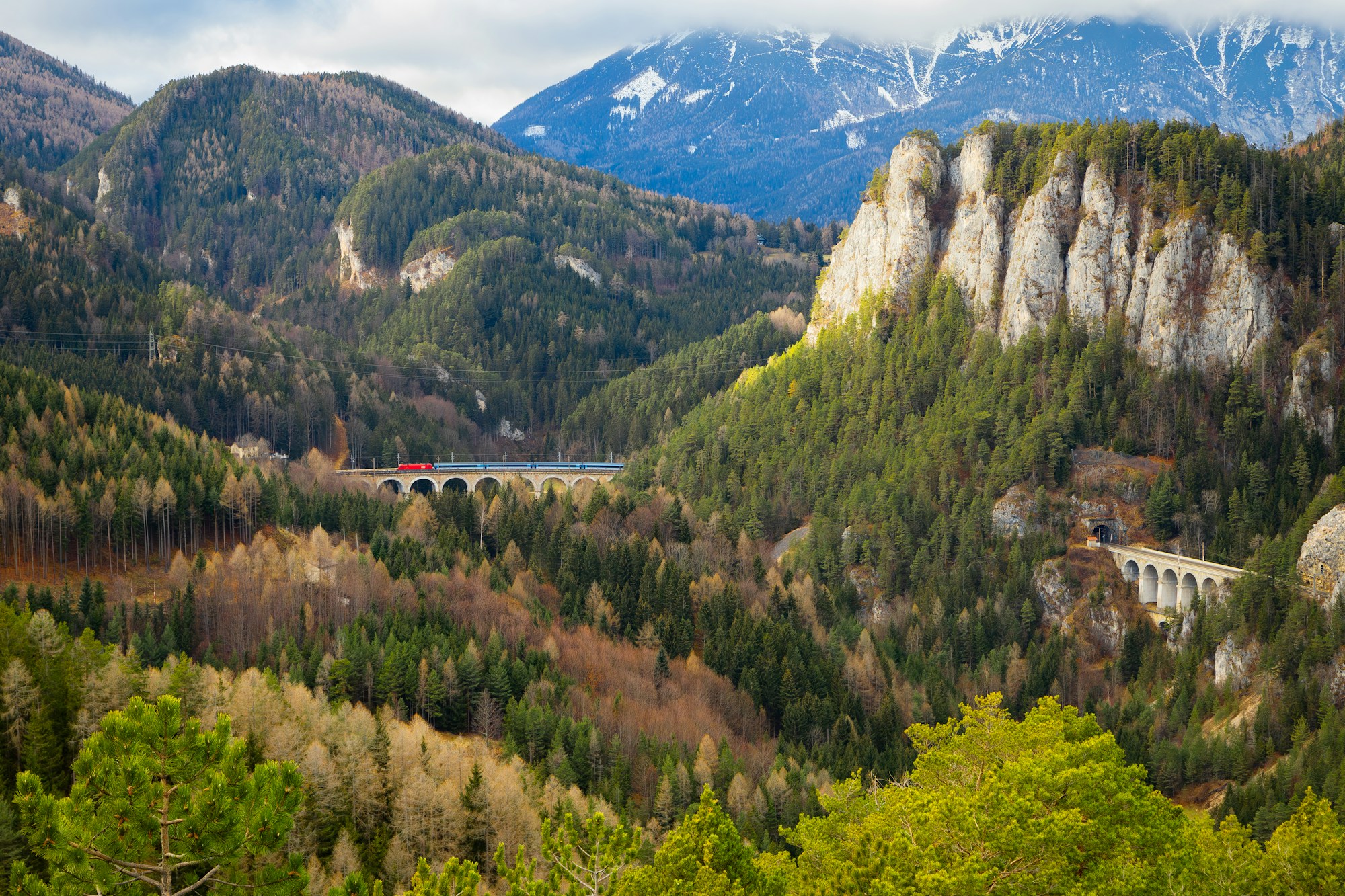 Semmering Viaduct in Austria, the first UNESCO mountain railway, a symbol of sustainable rail travel