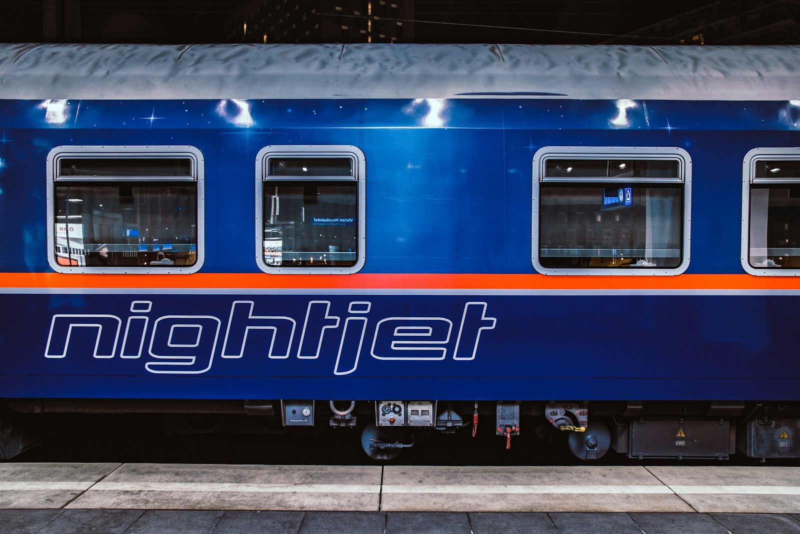Vienna Hauptbahnhof station with the ÖBB Nightjet train — arriving in Vienna for Eurovision 2026