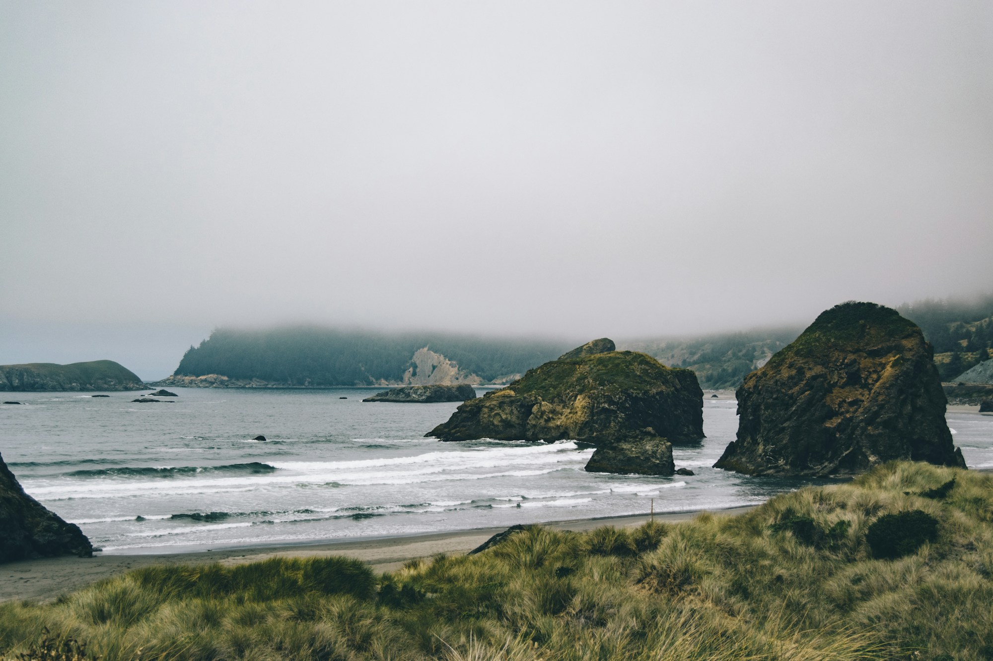 Rocky Oregon coastline with beach and cliffs, a wheelchair-accessible nature destination