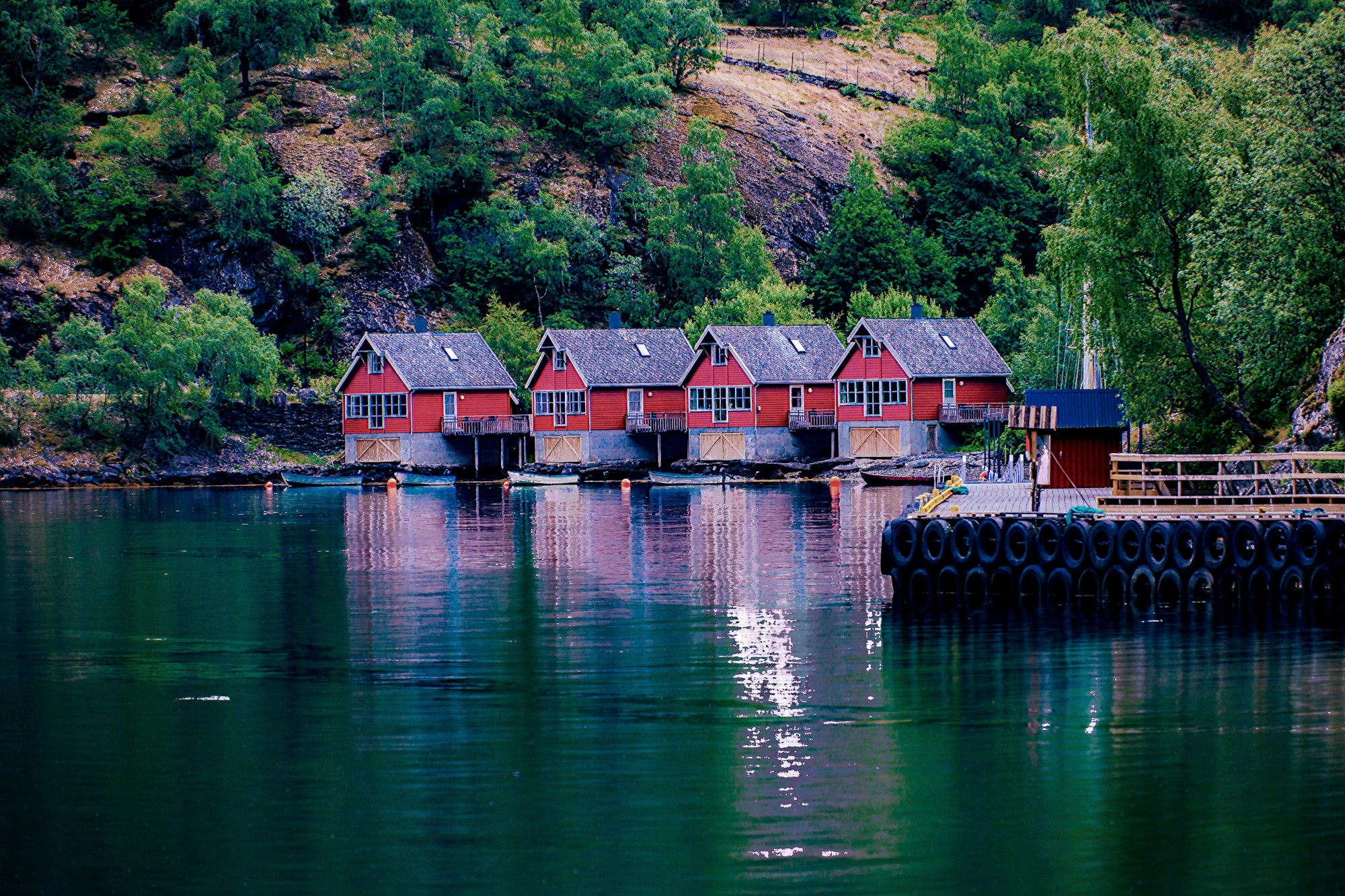 The Flåm fjord in Norway with spectacular mountains plunging into calm waters