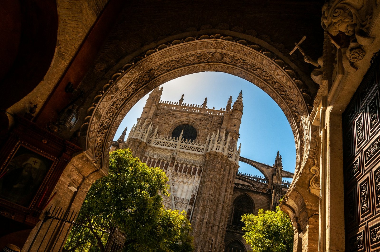 View of Seville Cathedral from the Real Alcázar, along the Carrera Oficial route