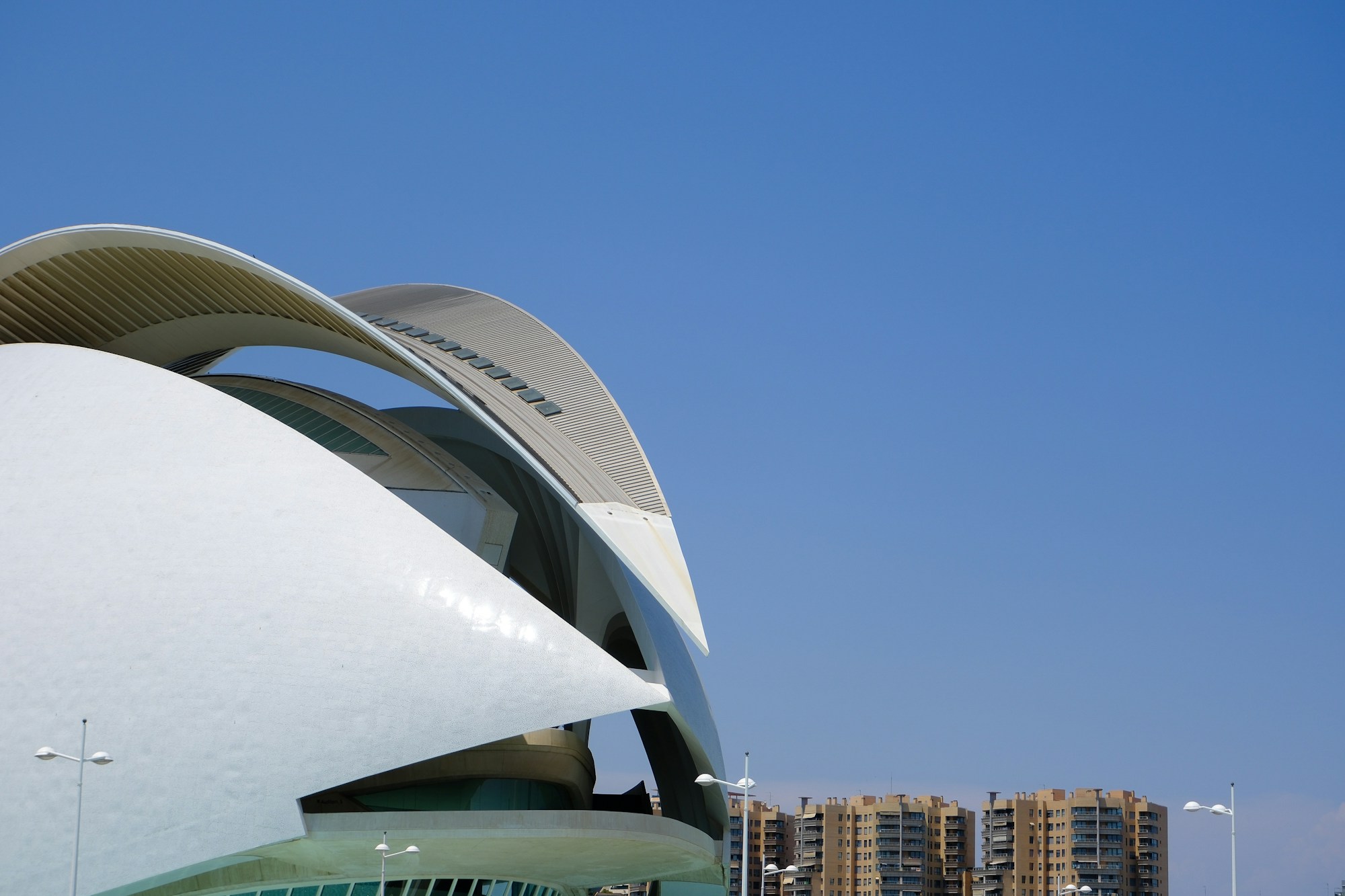 City of Arts and Sciences in Valencia, white architecture against a blue sky