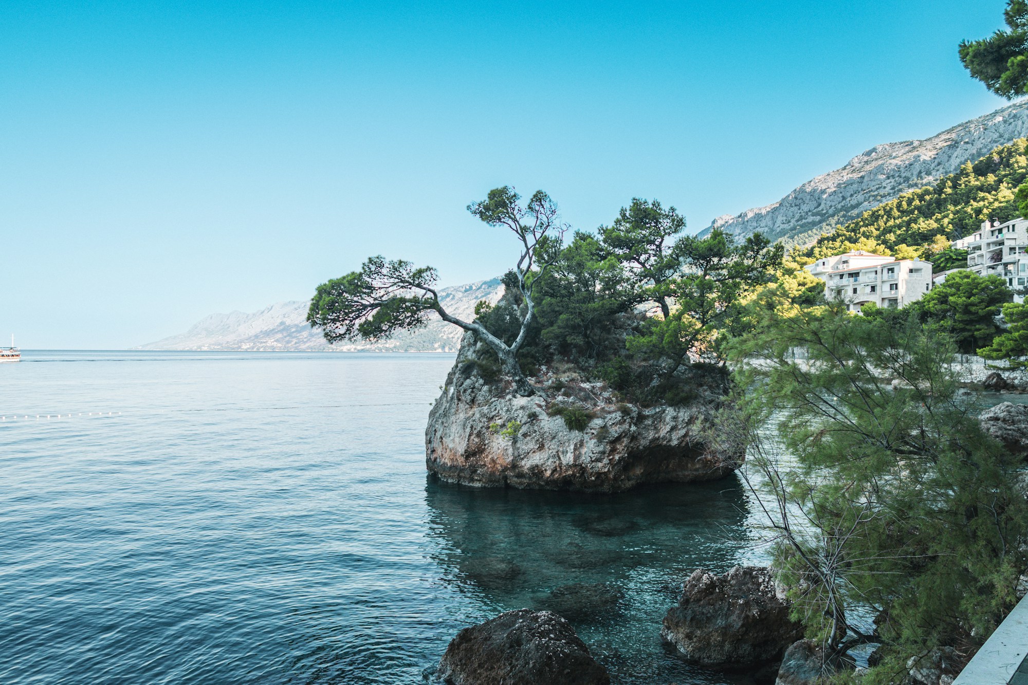 Rocky island with vegetation on the Croatian Adriatic coast
