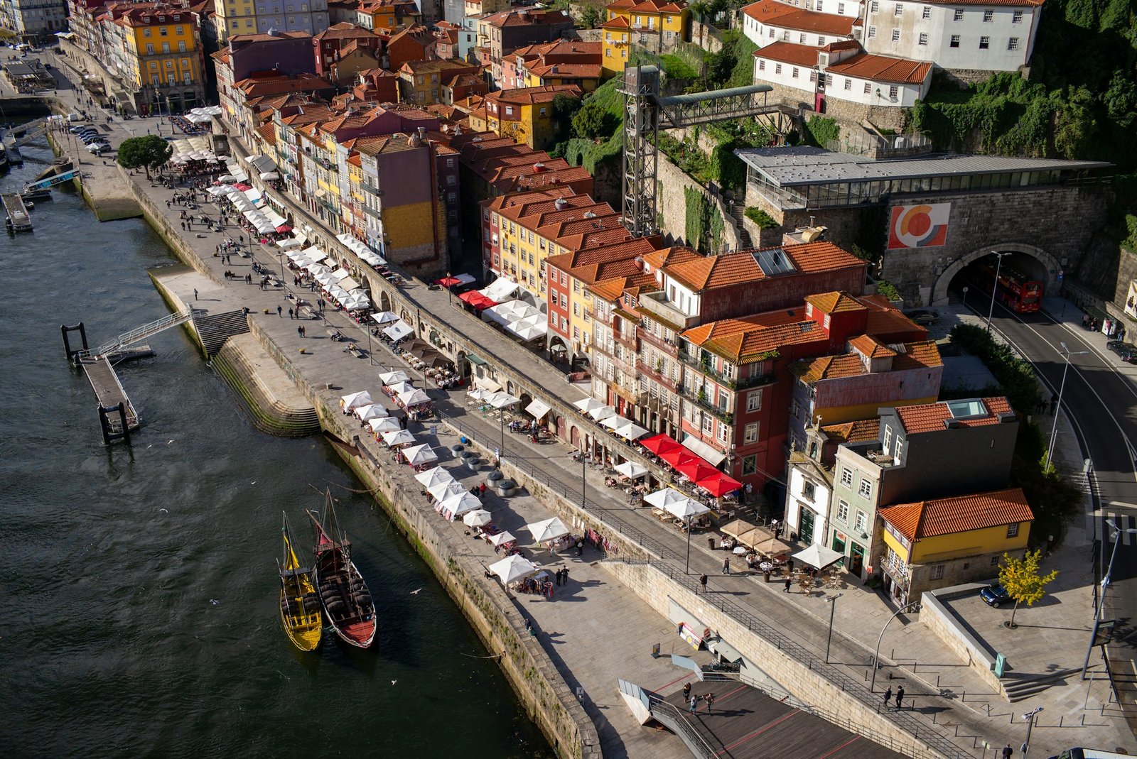 Colorful houses of the Ribeira district along the Douro River in Porto