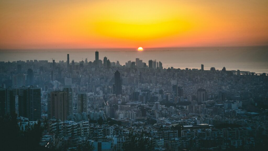 Skyline de Beyrouth au coucher du soleil, Liban