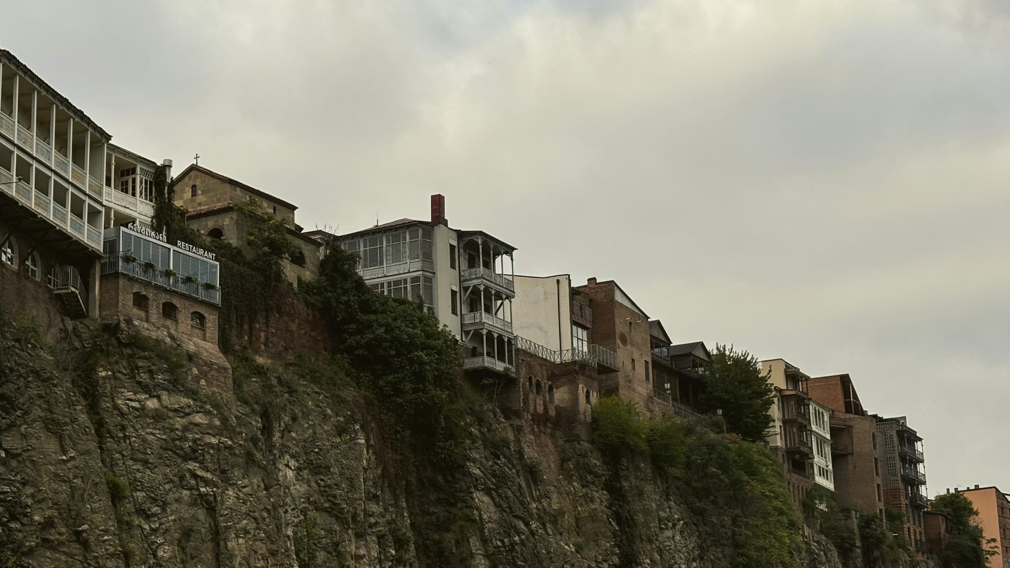 Traditional wooden balconies in Tbilisi old town, Georgia