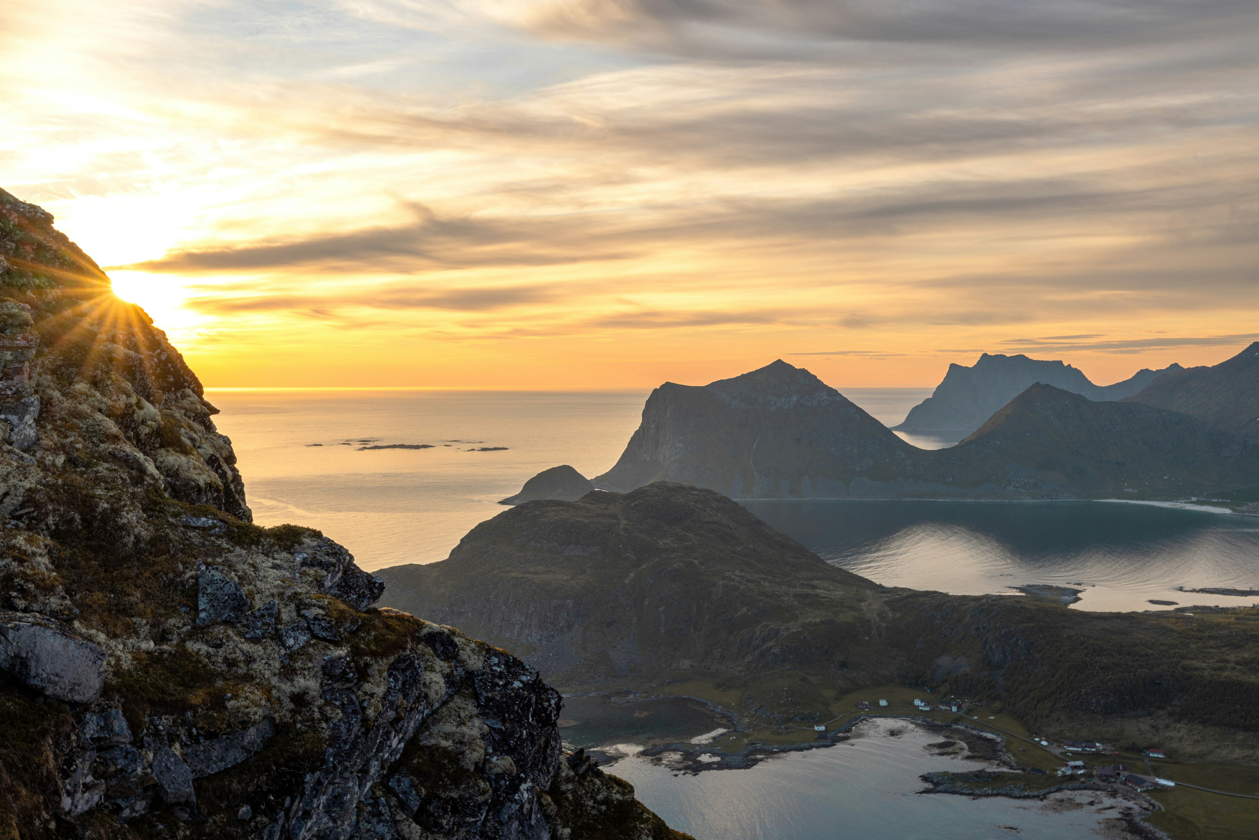 The Lofoten Islands in Norway with colourful fishing villages and spectacular mountains