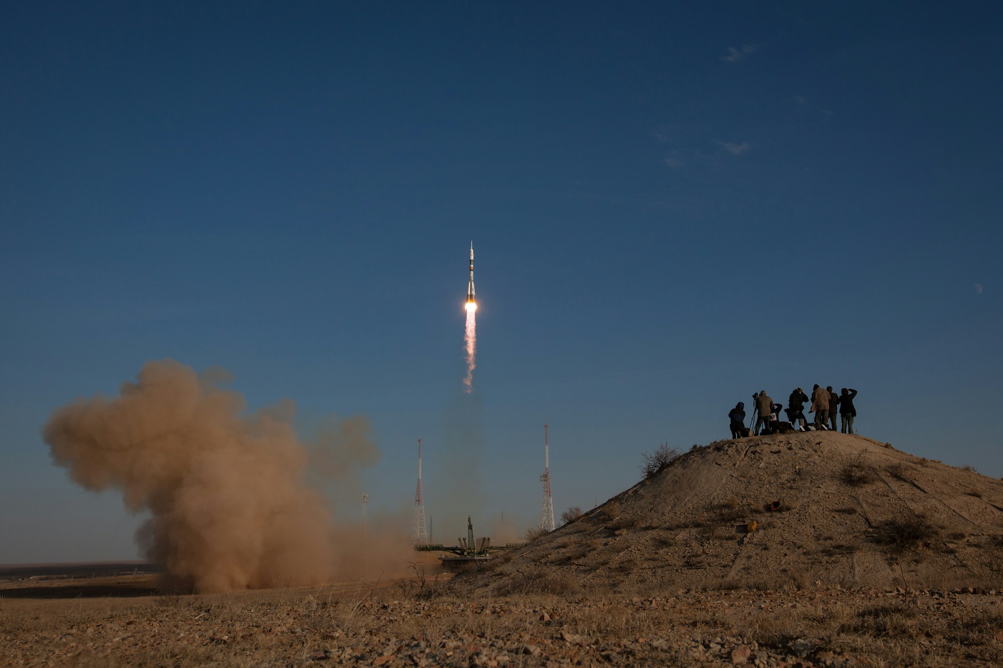 Lancement d'une fusée Soyouz au cosmodrome de Baïkonour, Kazakhstan