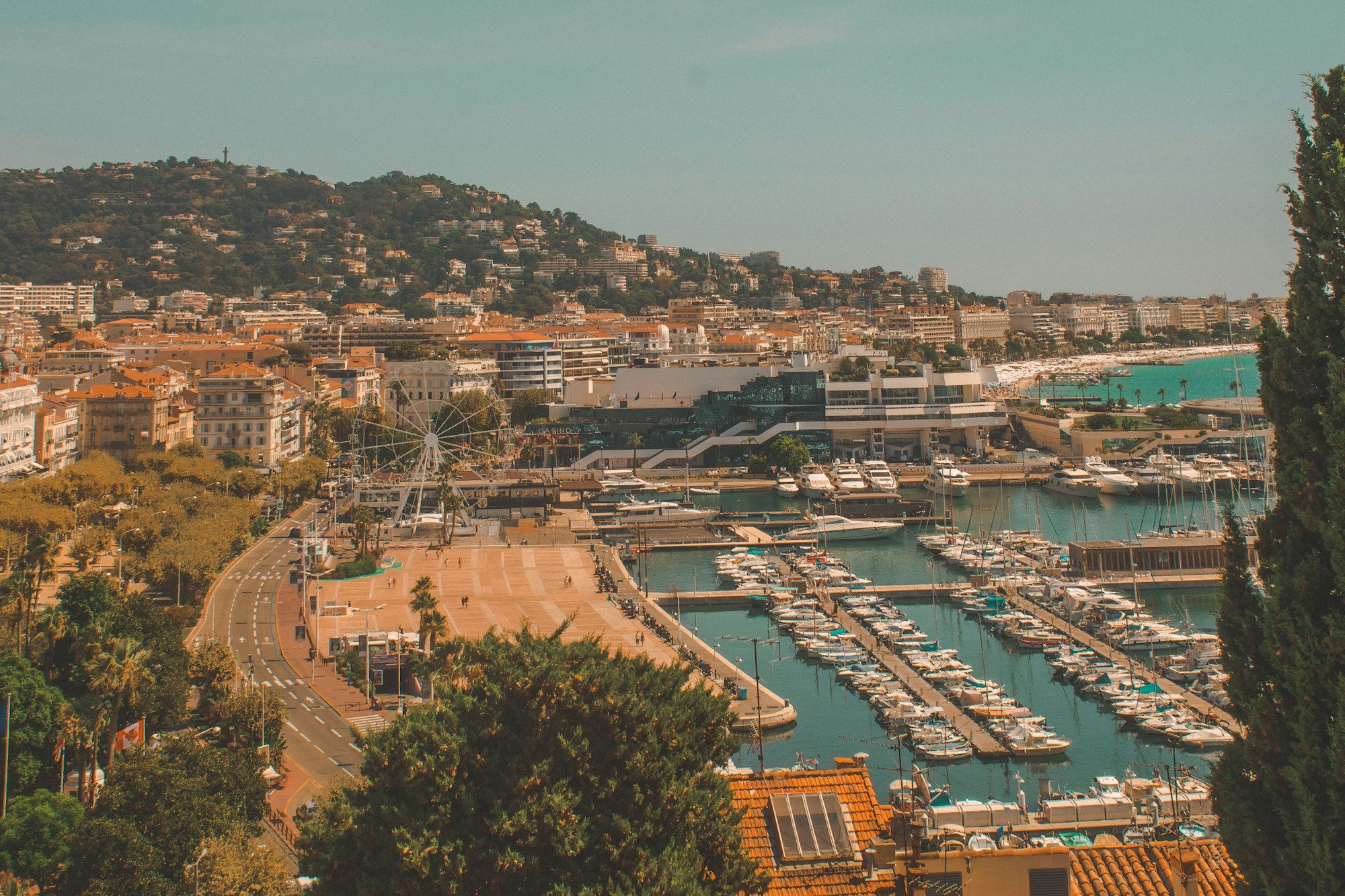Aerial view of Cannes and the French Riviera from the heights during the Cannes Film Festival 2026