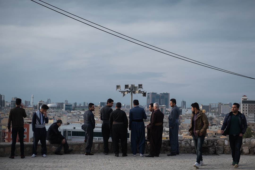 Crowd gathered at the foot of Erbil Citadel, Iraqi Kurdistan