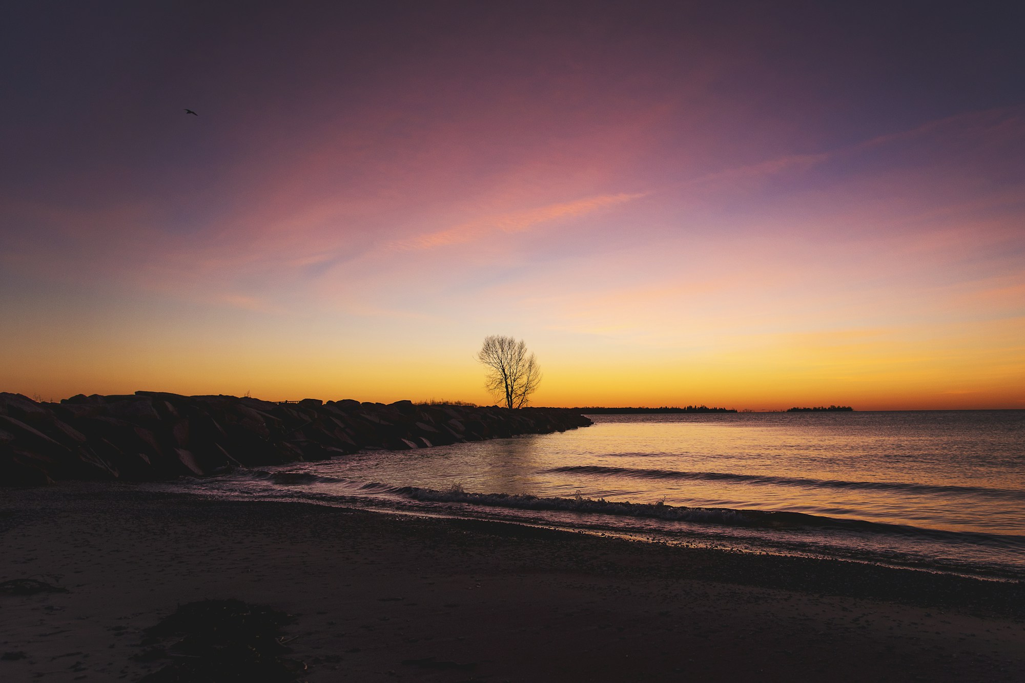 Lever de soleil sur le port de Bailey's Harbor, Door County, Wisconsin