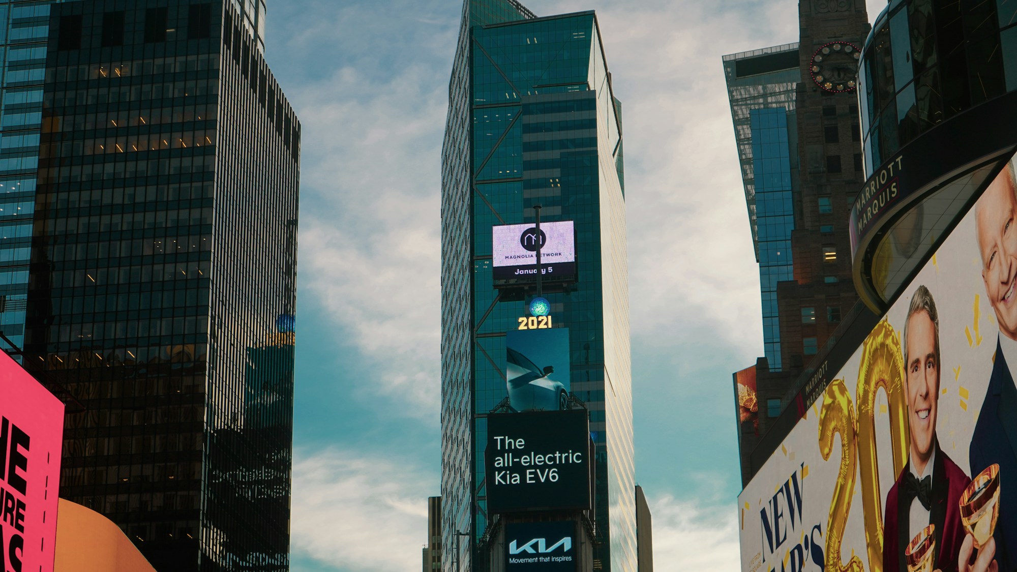 The 2021 number illuminated atop One Times Square in New York ahead of the New Year's Ball Drop