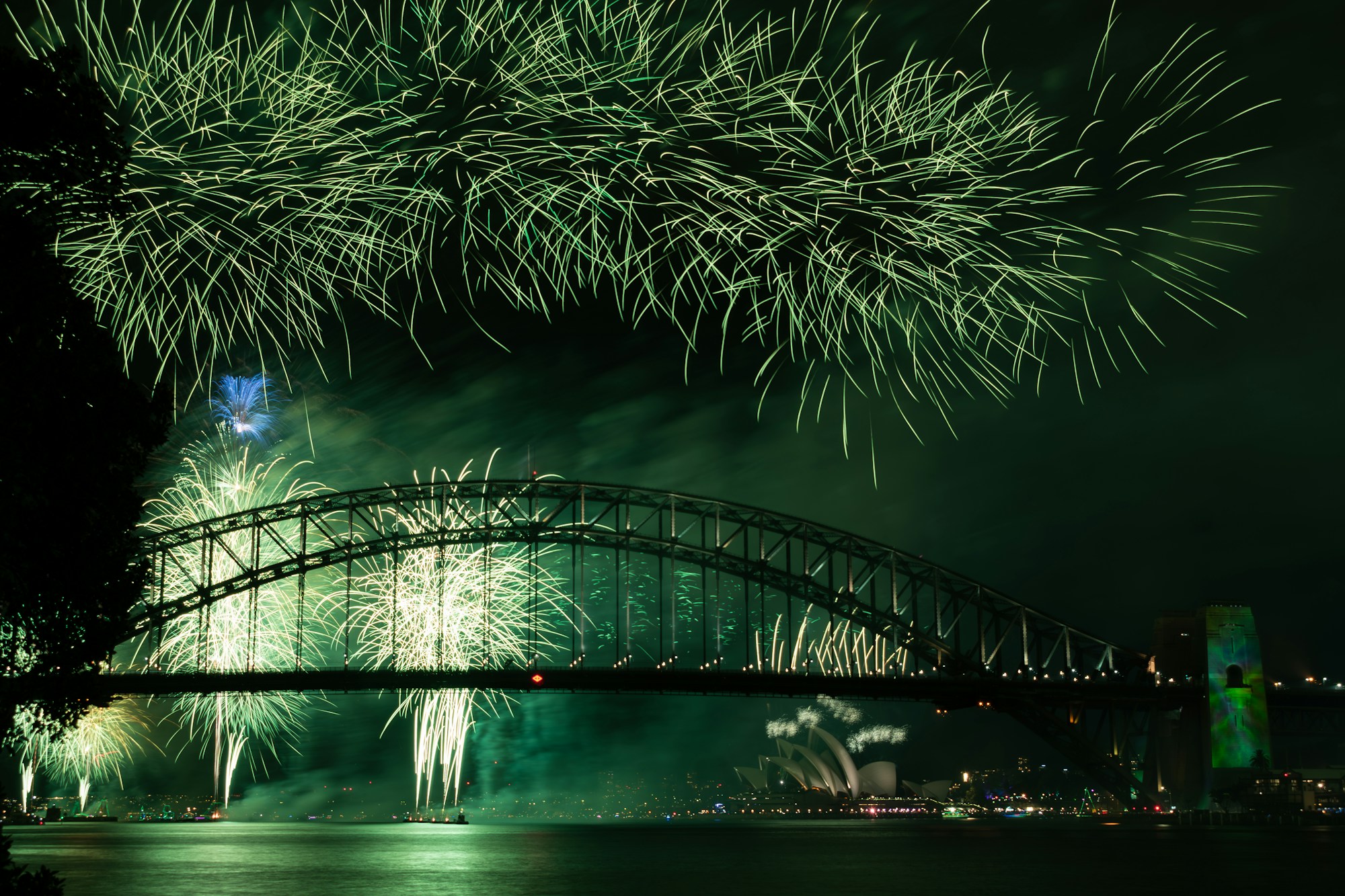 New Year's Eve 2023 fireworks over the Sydney Harbour Bridge and Sydney Opera House, Australia